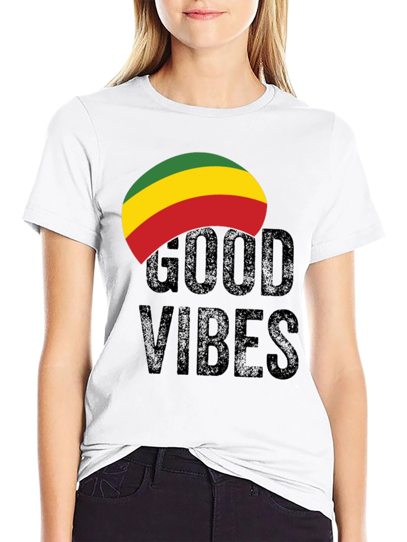 Black Rasta Good Vibes Graphic Tee - Black view 9