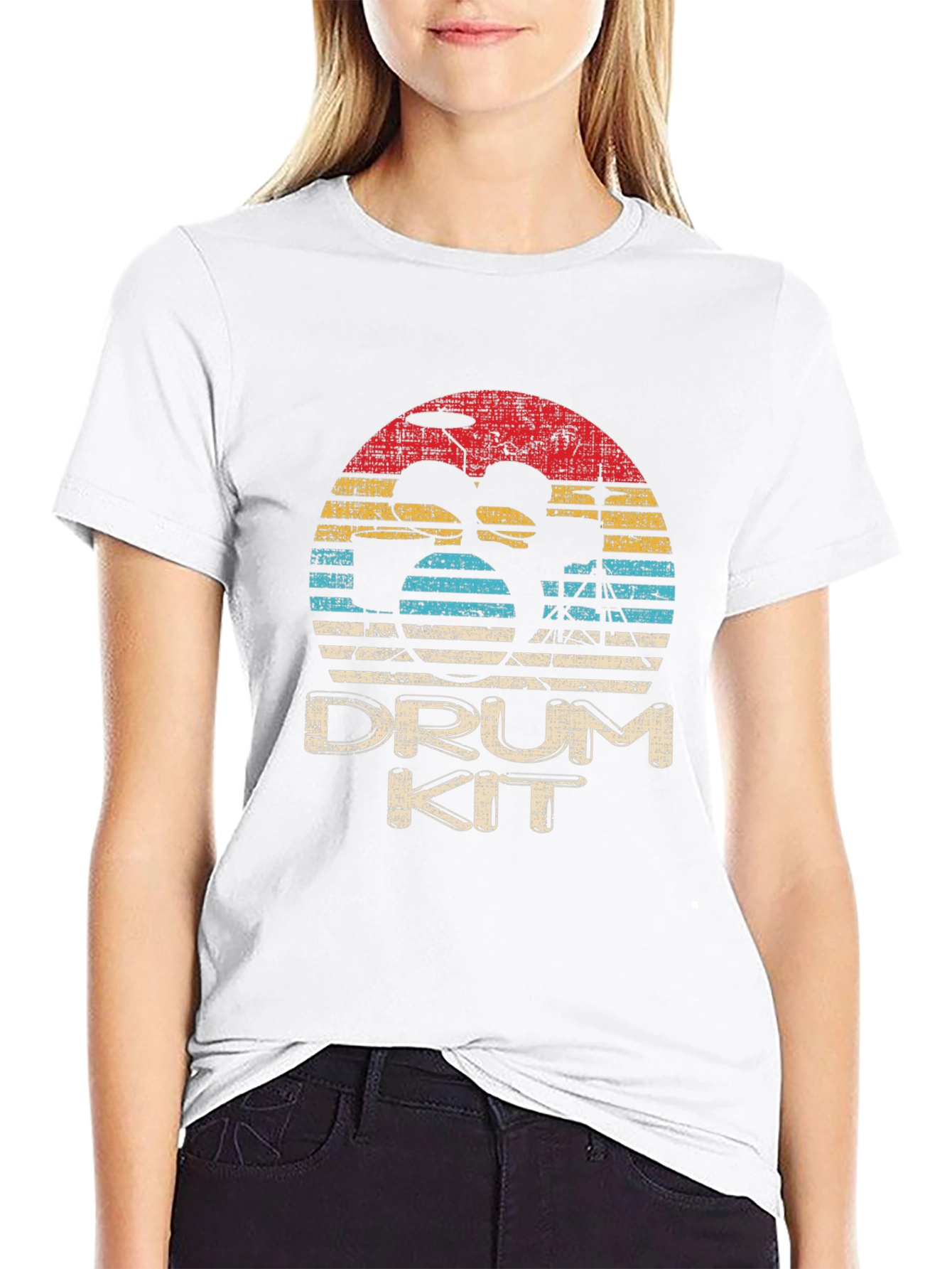 Black Retro Drum Kit T-Shirt - Vintage Style view 9