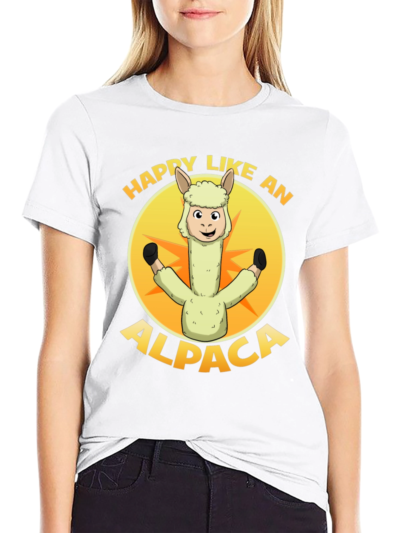 Black Happy Alpaca Graphic T-Shirt view 9