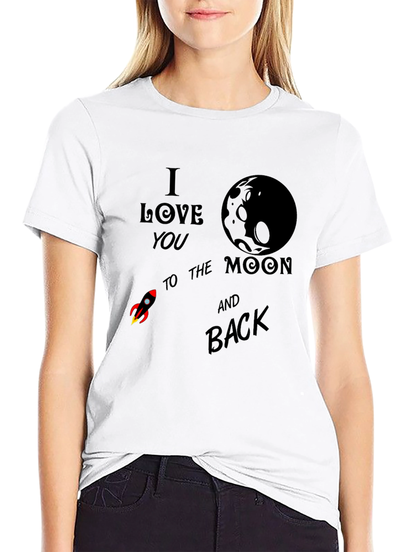 Black I Love You To The Moon & Back T-Shirt view 9