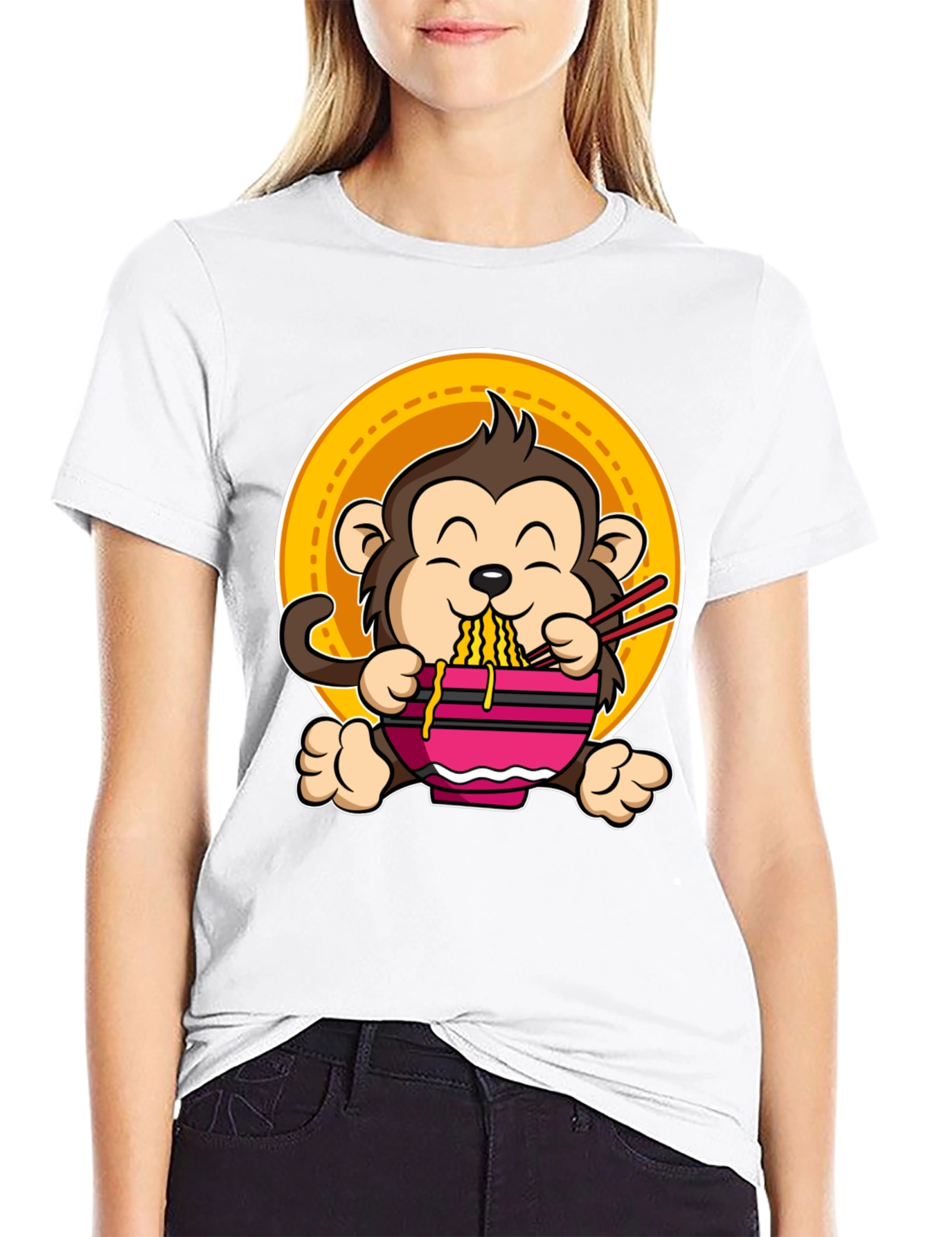 Black Monkey Ramen T-Shirt - Cute & Funny Design view 9