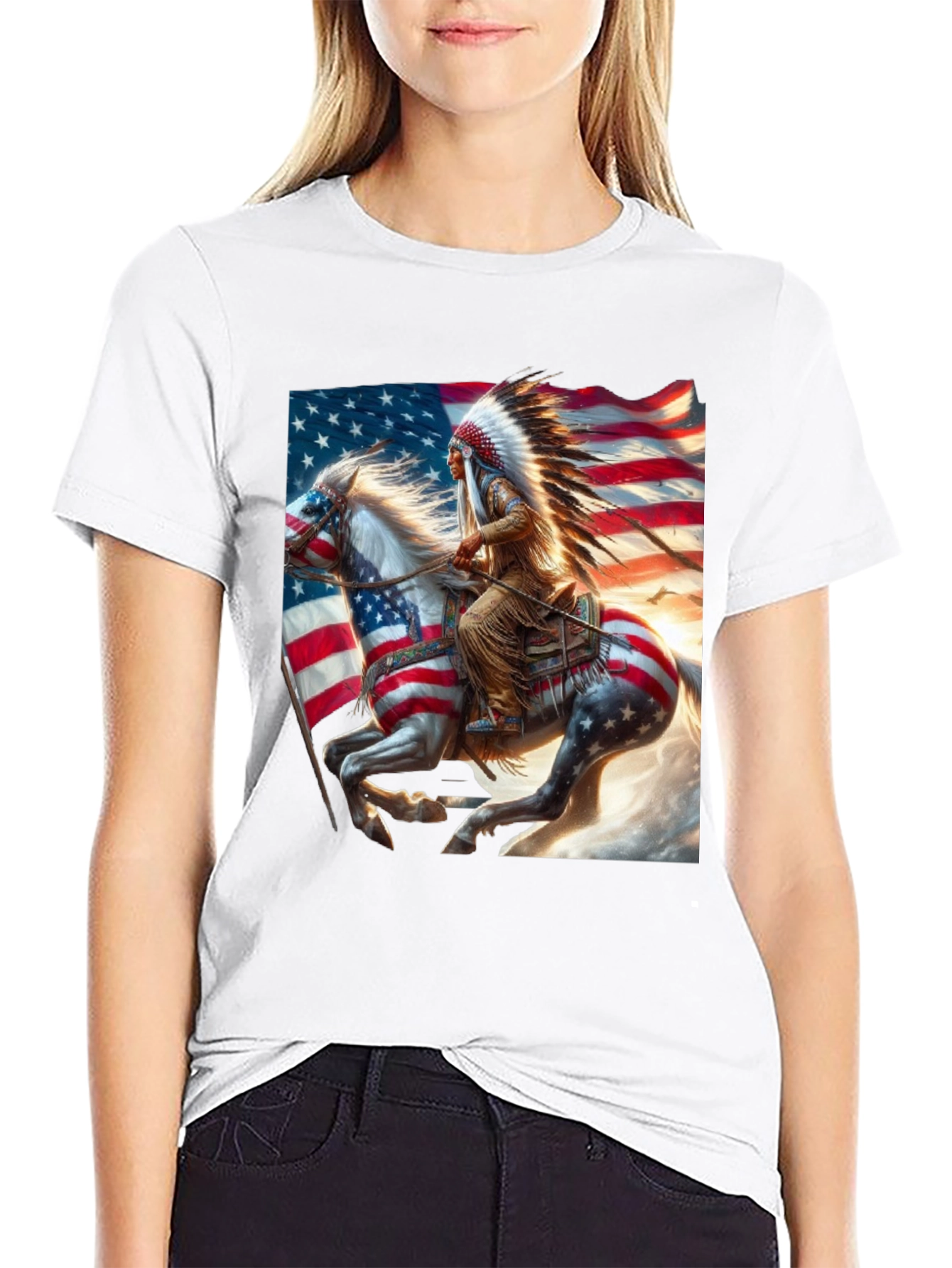 Black Native American Flag T-Shirt view 9