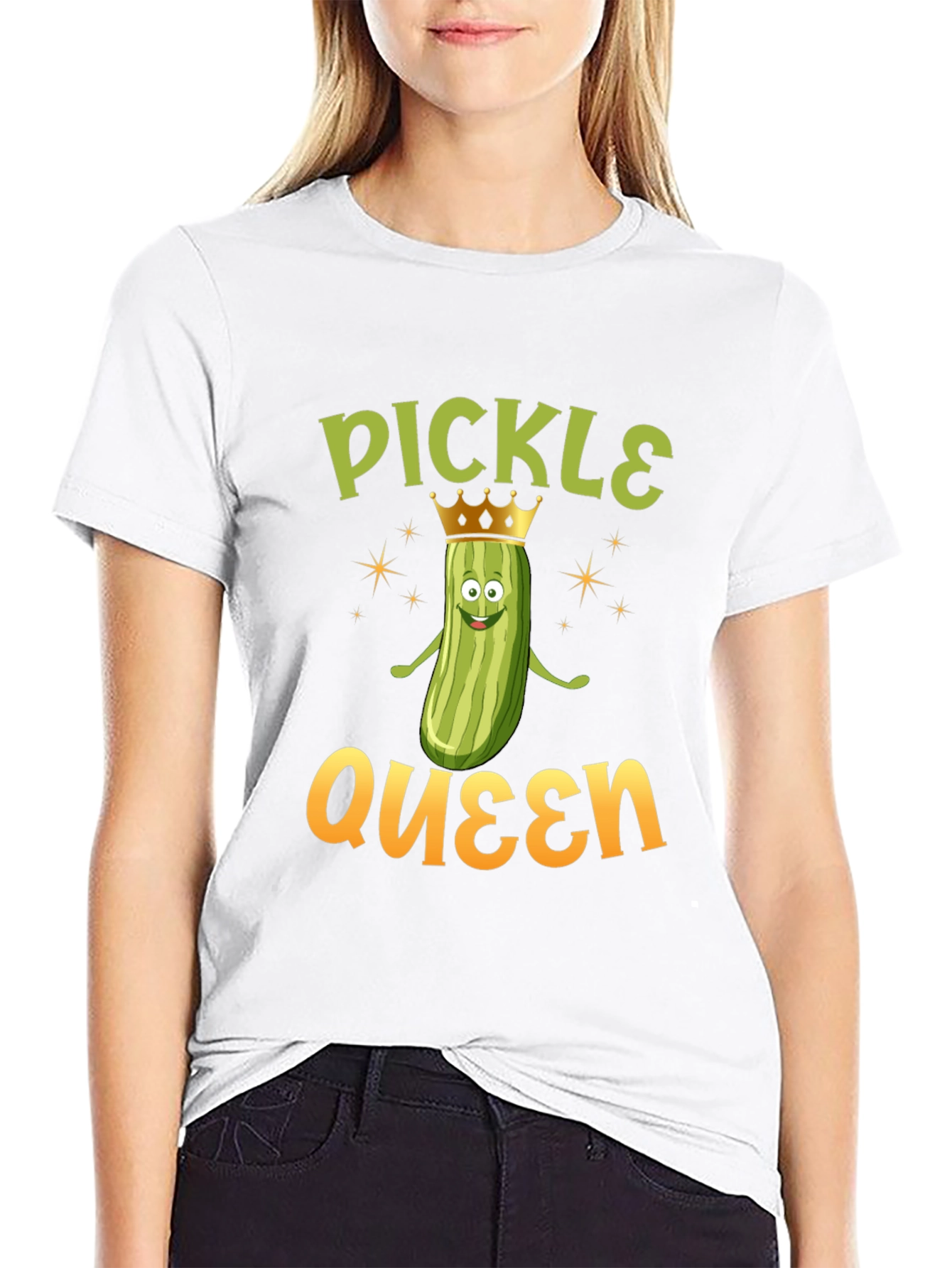 Black Pickle Queen T-Shirt - Funny Foodie Tee view 9