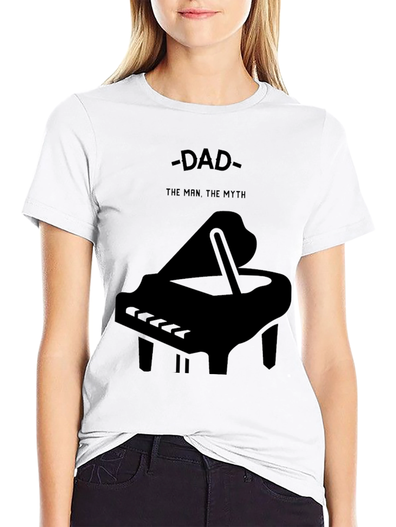 Black Dad The Man The Myth Piano Graphic T-Shirt view 9