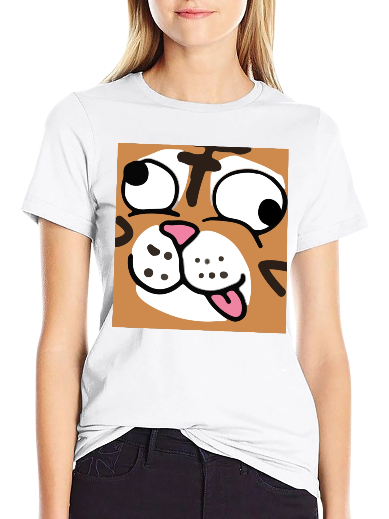 Black Funny Cartoon Cat Graphic Black T-Shirt view 9