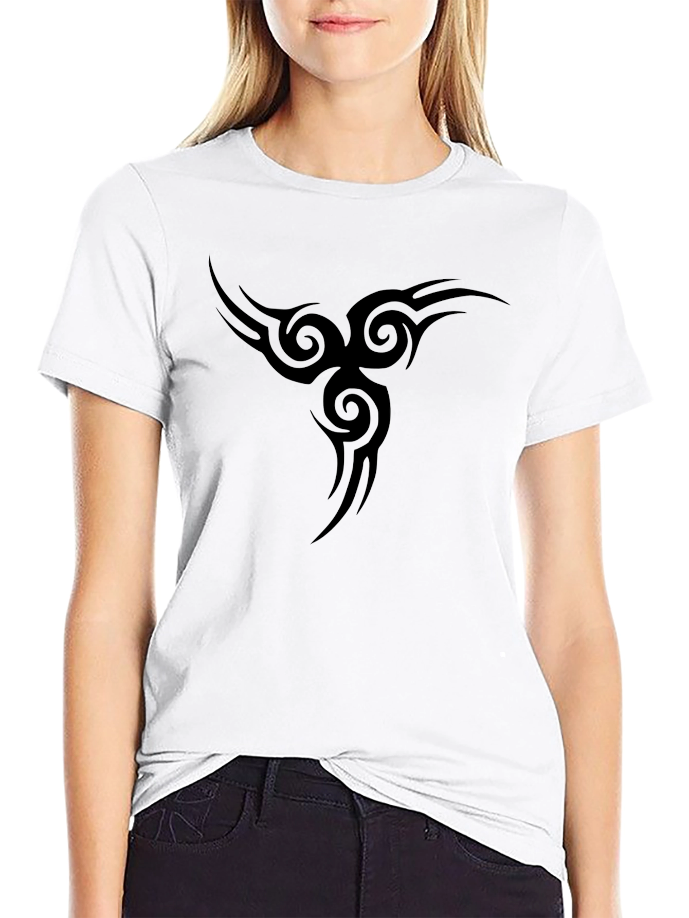 Black Black T-Shirt with Tribal Tattoo Design view 9