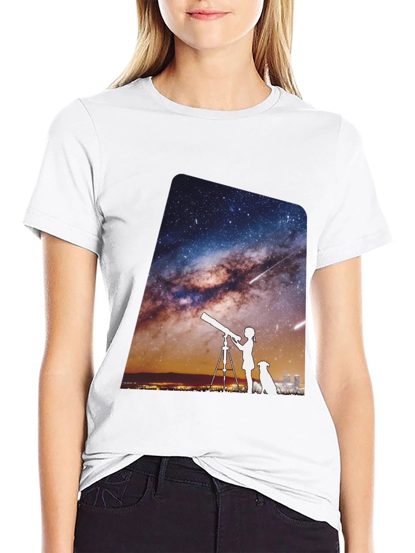 Black Starry Night Tee - Unisex Premium Cotton T-Shirt view 9