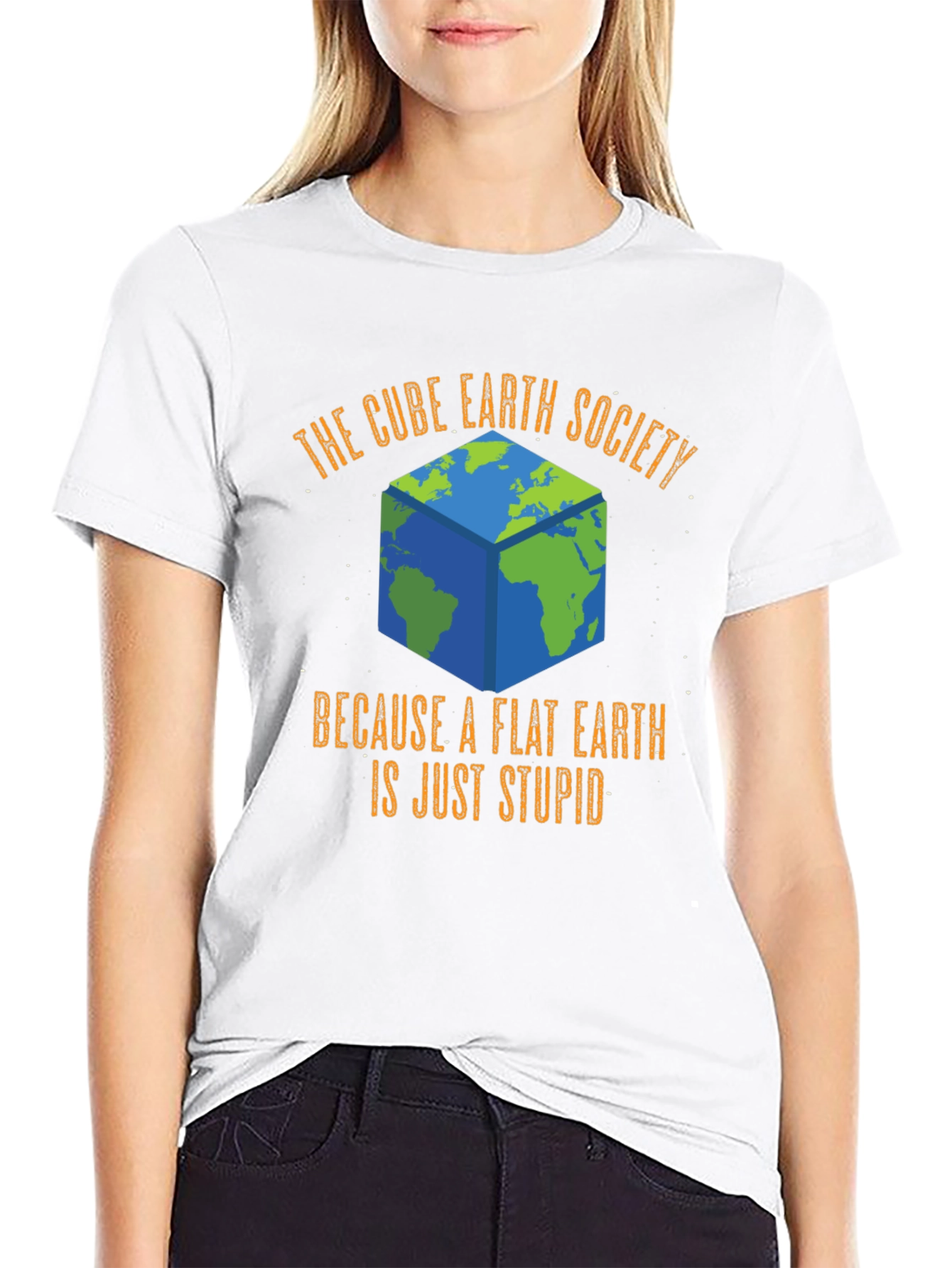 Black Cube Earth Society T-Shirt - Funny Flat Earth Conspiracy Tee view 9