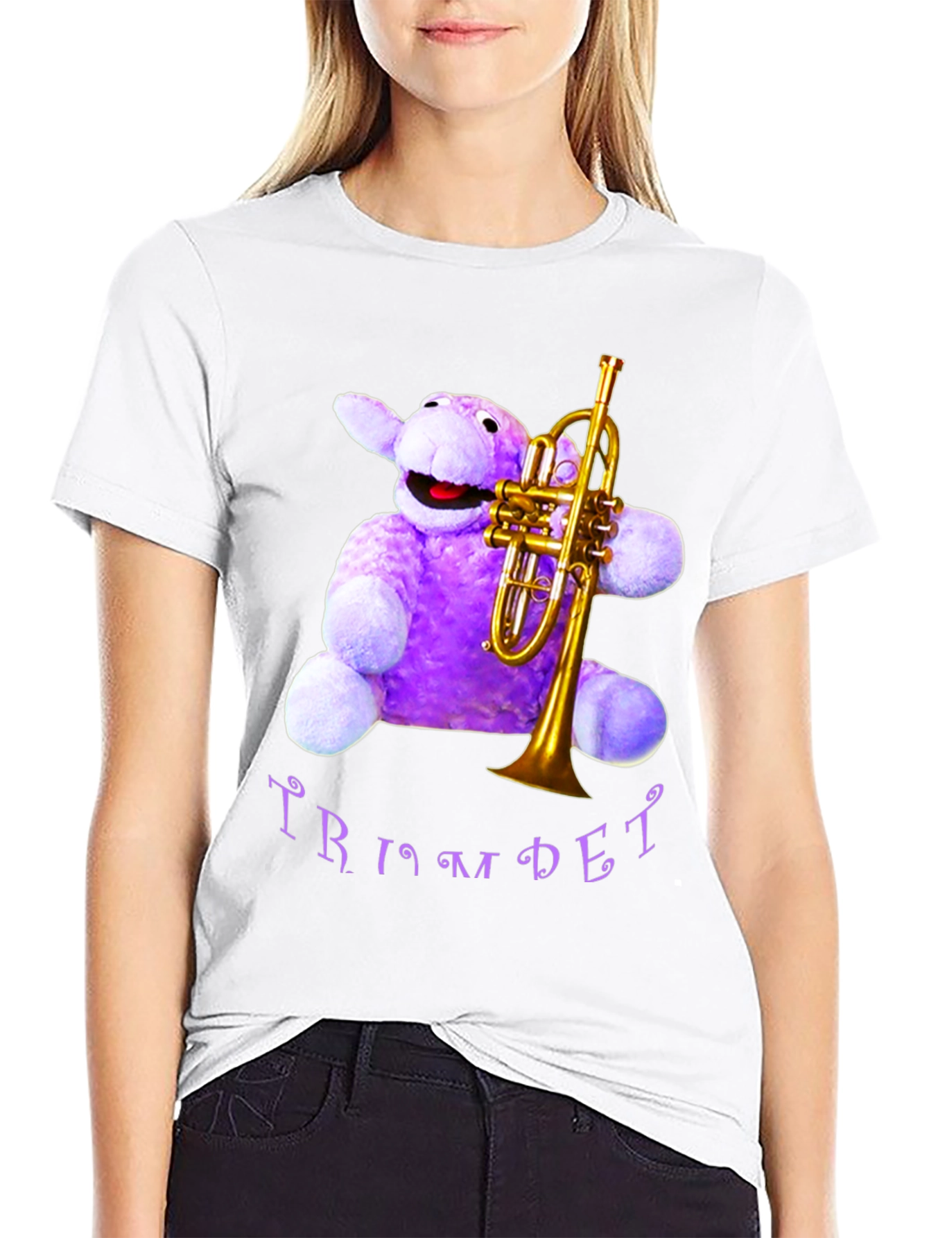 Black Purple Plush Trumpet T-Shirt view 9