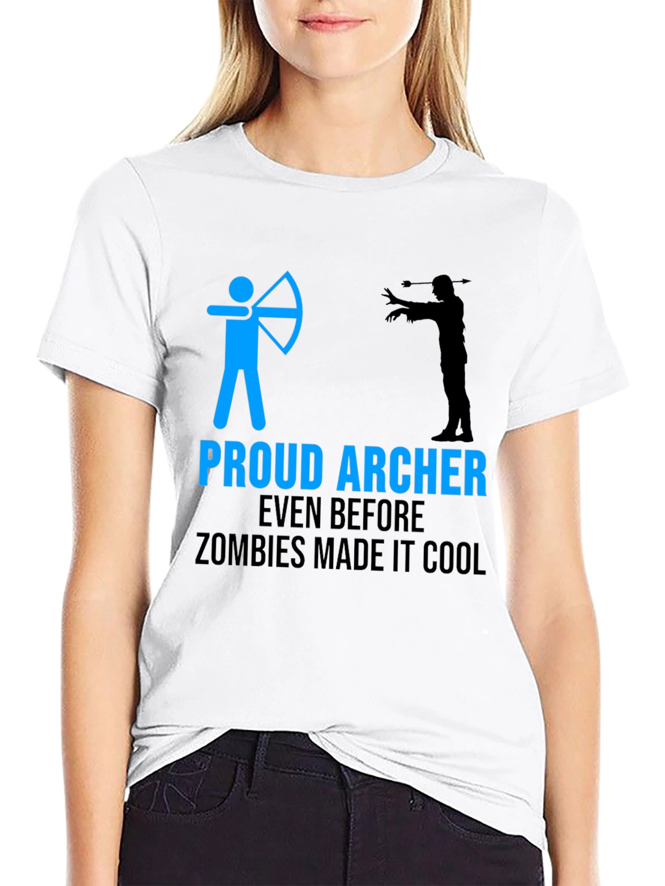 Black Proud Archer Zombie Funny T-Shirt view 9