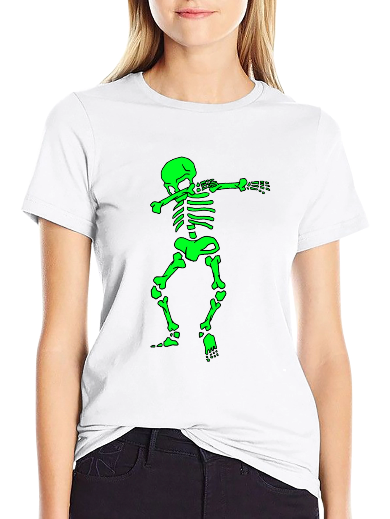 Black Dabbing Skeleton Graphic Tee view 9