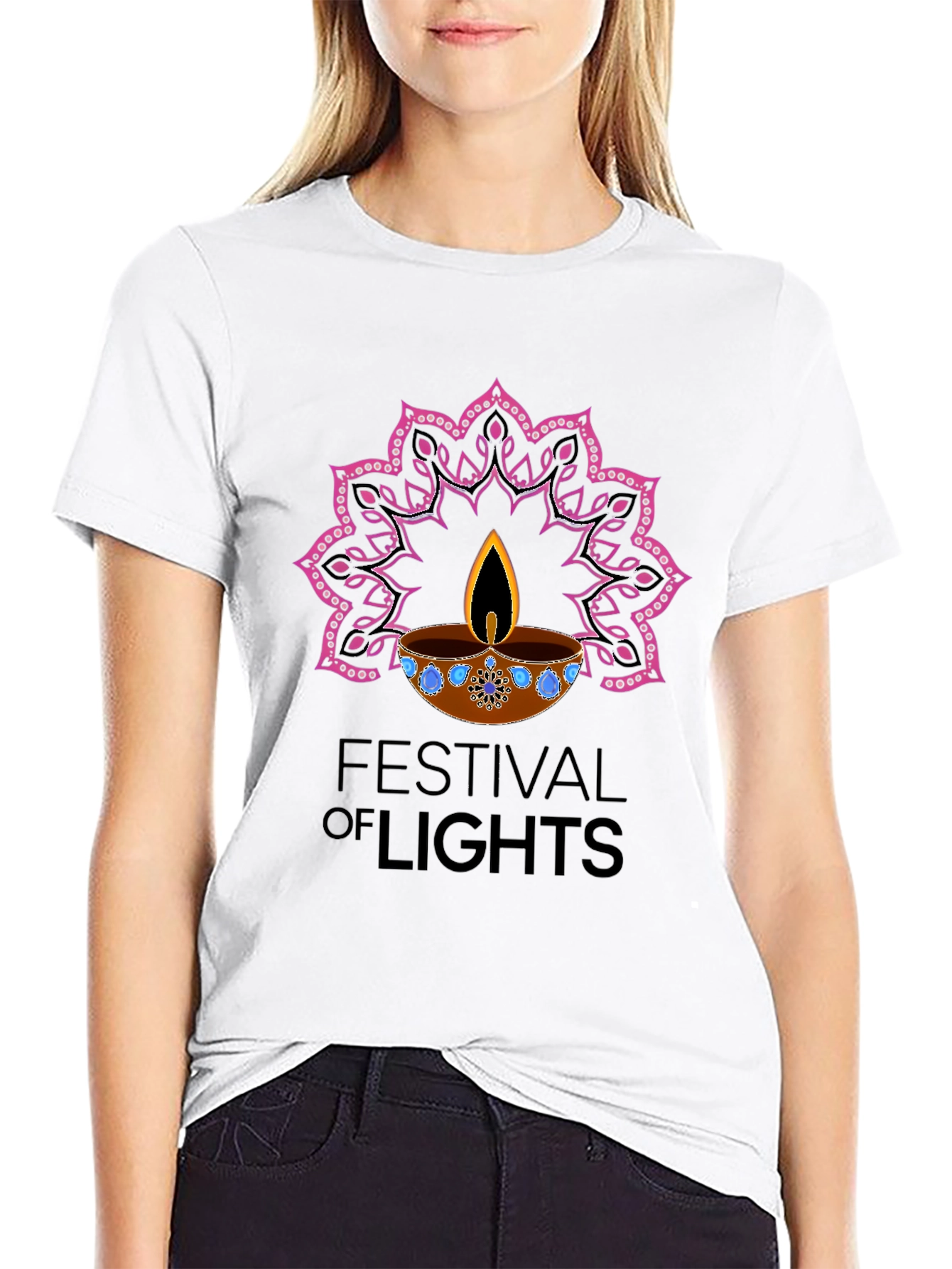 Black Festival of Lights Graphic T-Shirt view 9