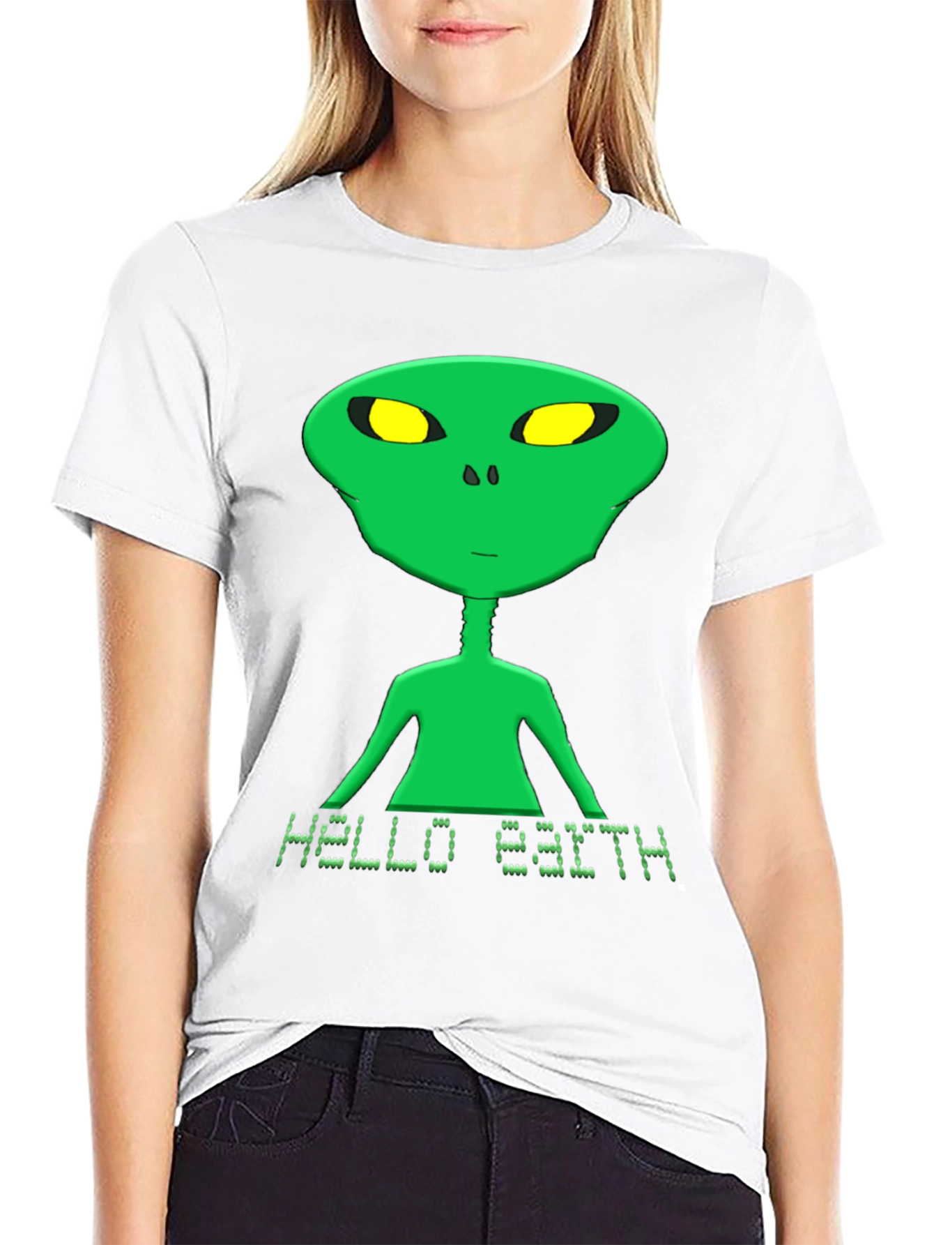 Black Hello Earth Alien Graphic Tee - Black T-Shirt view 9