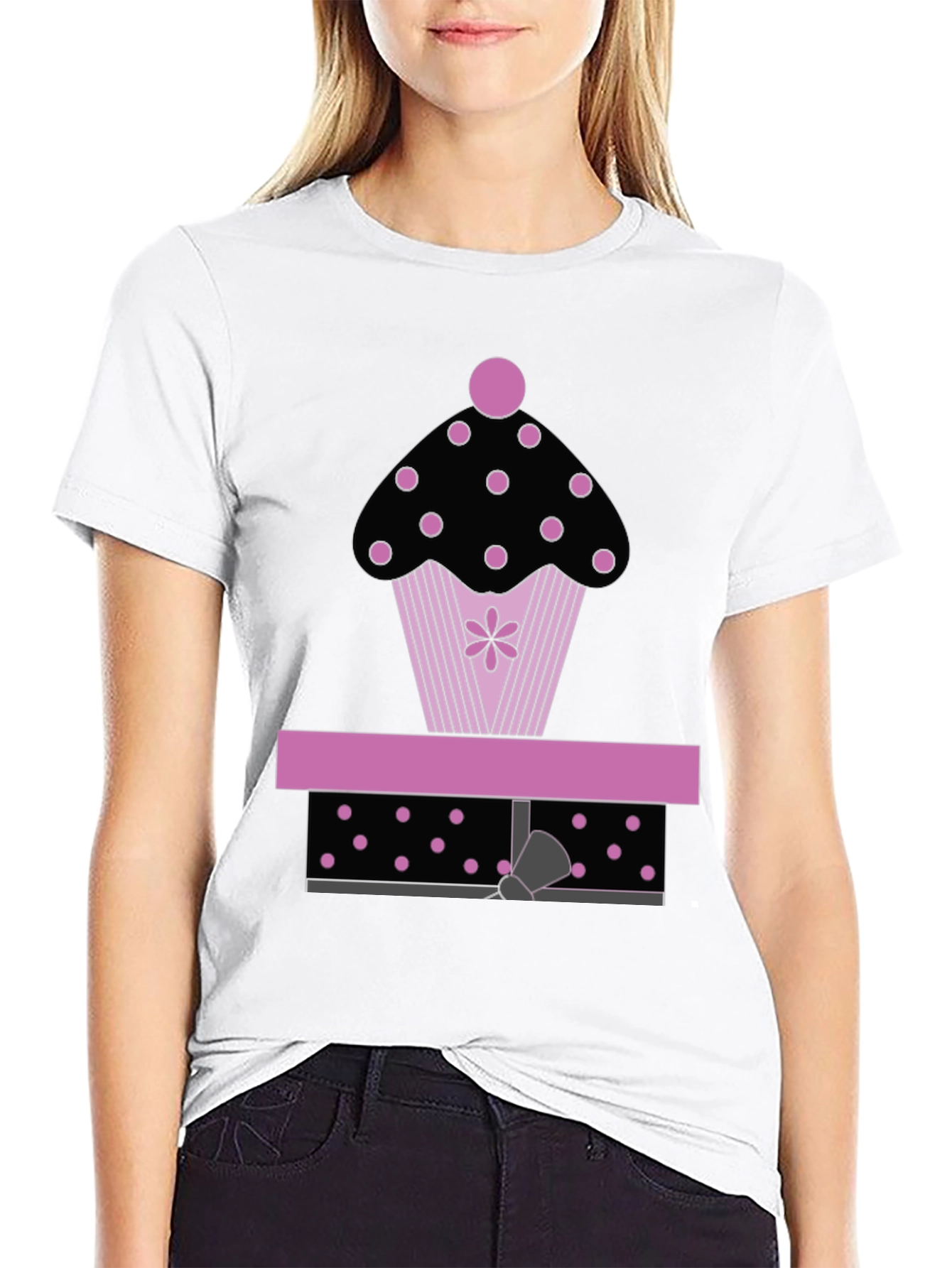Black Cupcake Gift Graphic Tee - Black T-Shirt view 9
