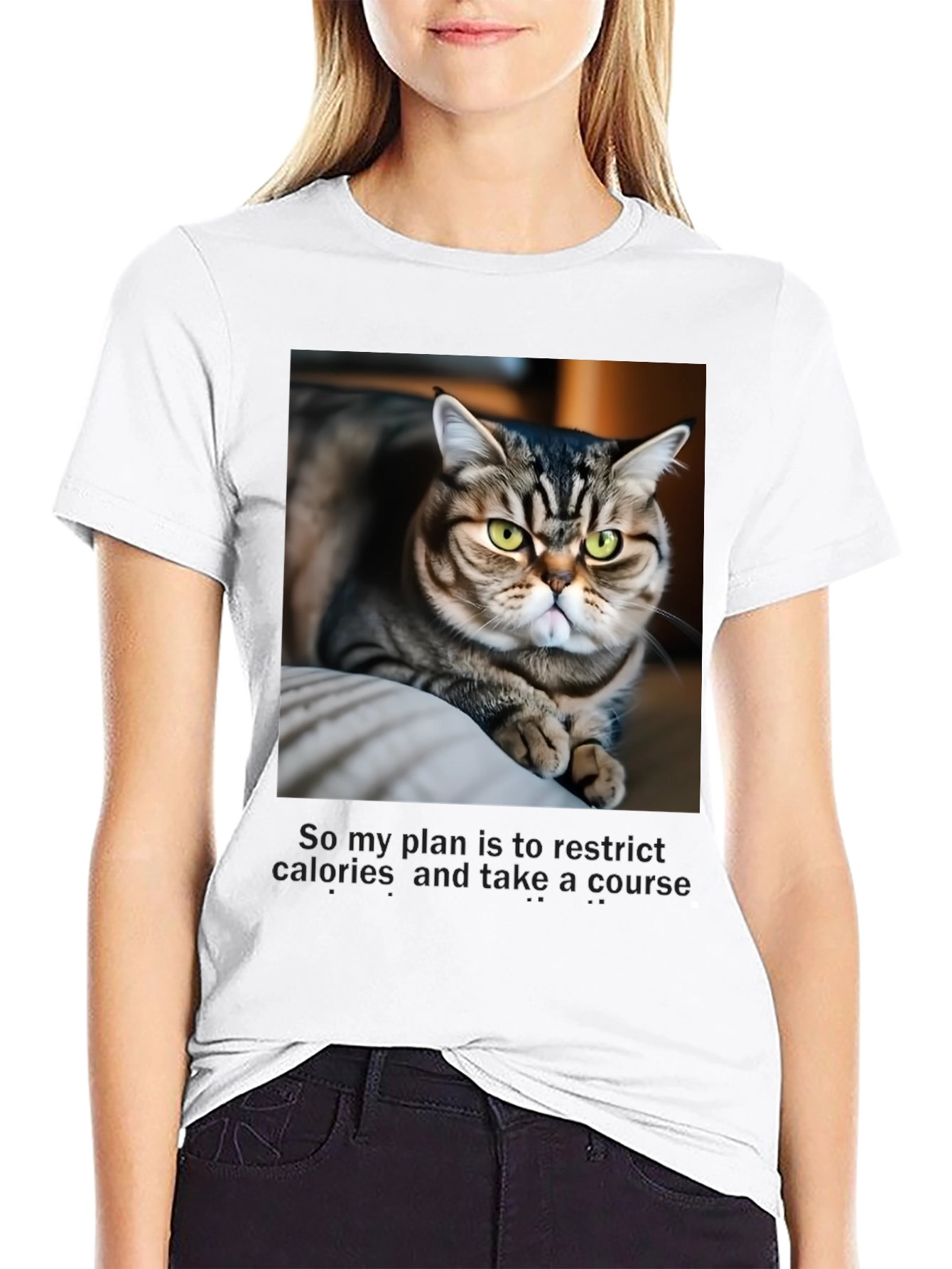 Black Funny Cat Graphic T-Shirt - Unisex Black Tee view 9