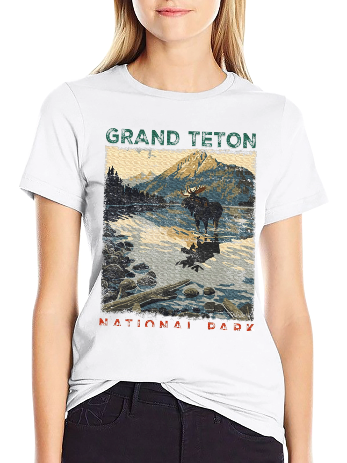 Black Grand Teton National Park Moose Graphic Tee view 9