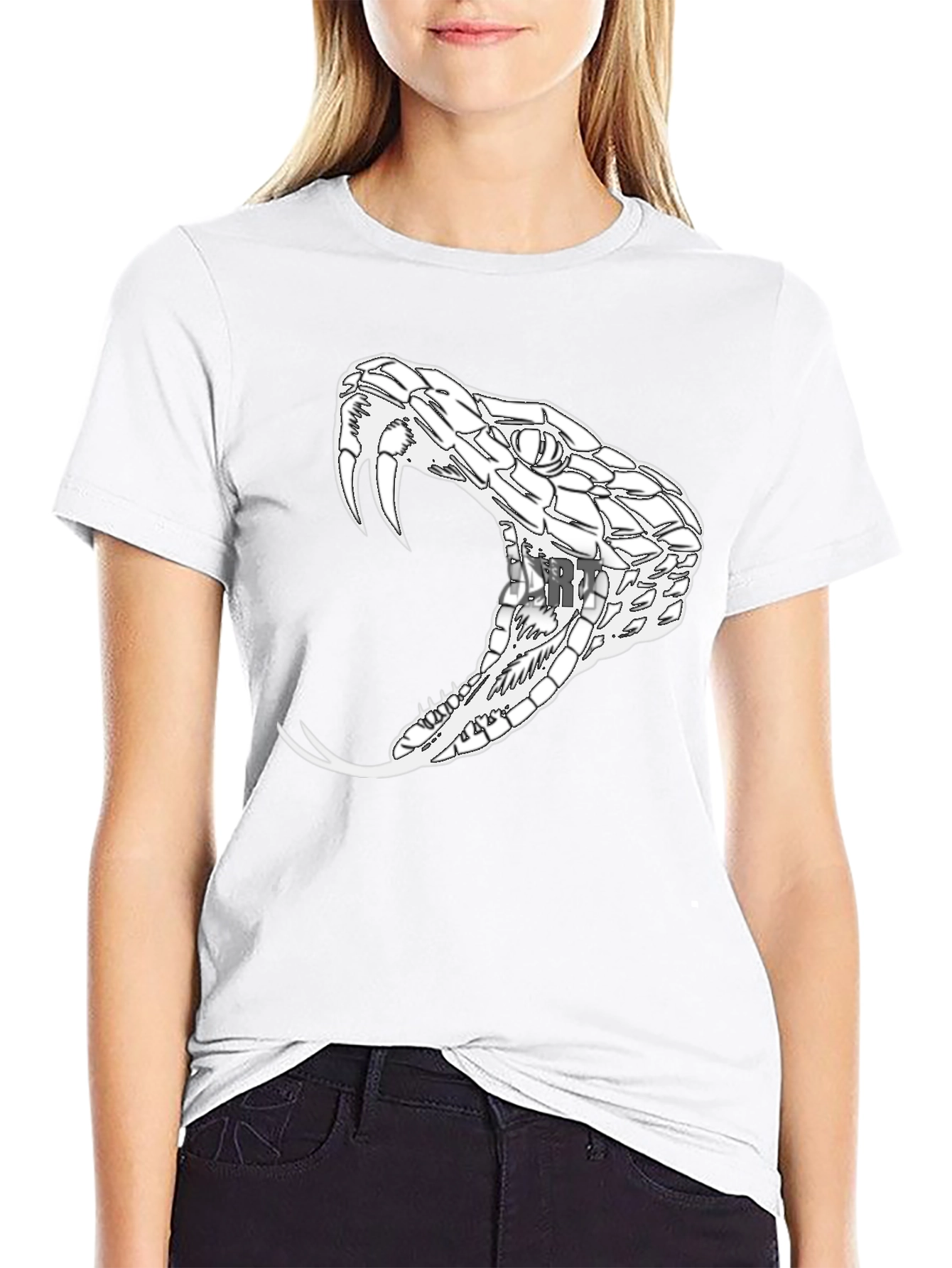 Black Men's Black T-Shirt with Snake Graphic view 9