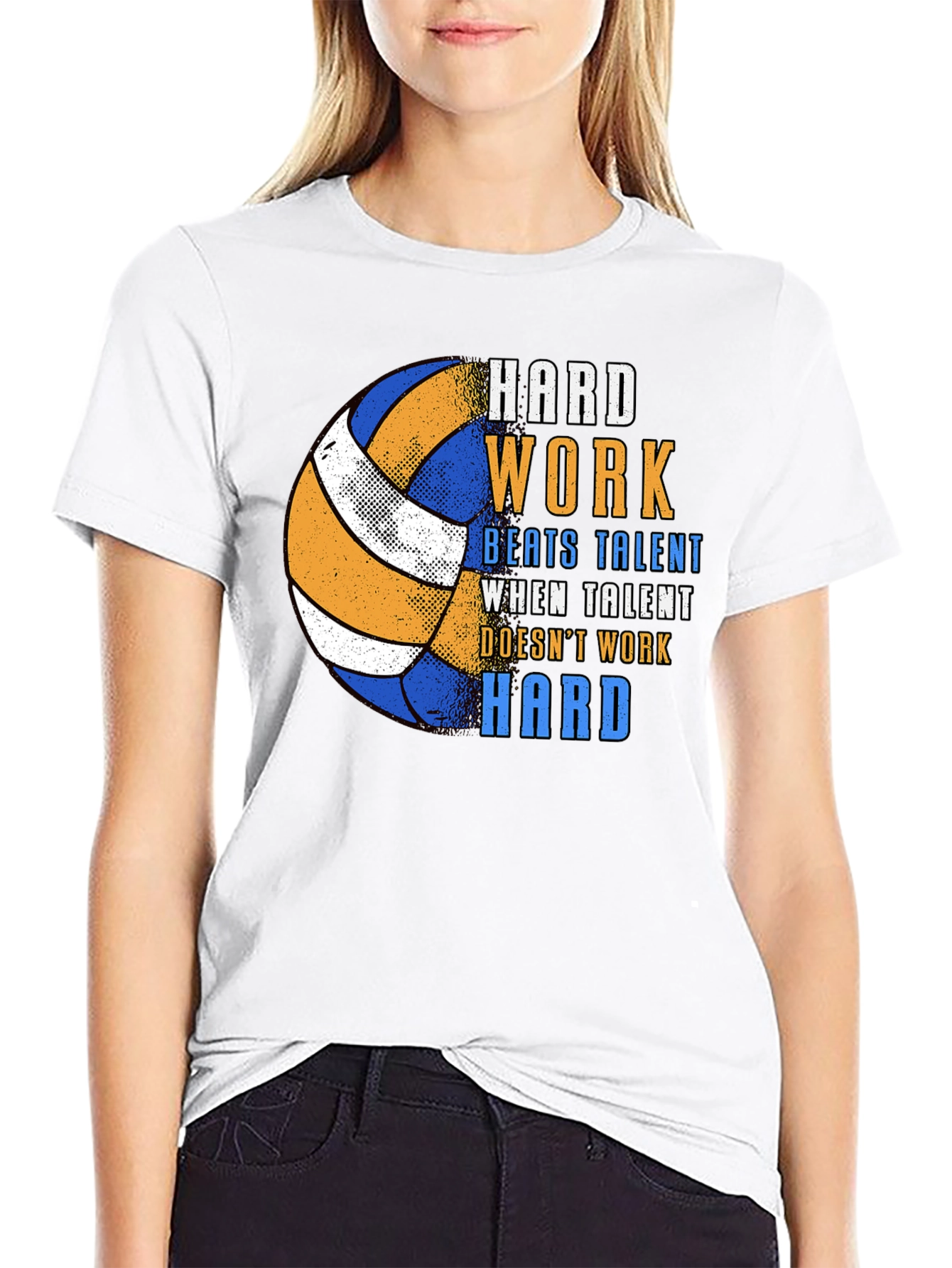 Black Hard Work Volleyball Graphic Tee view 9