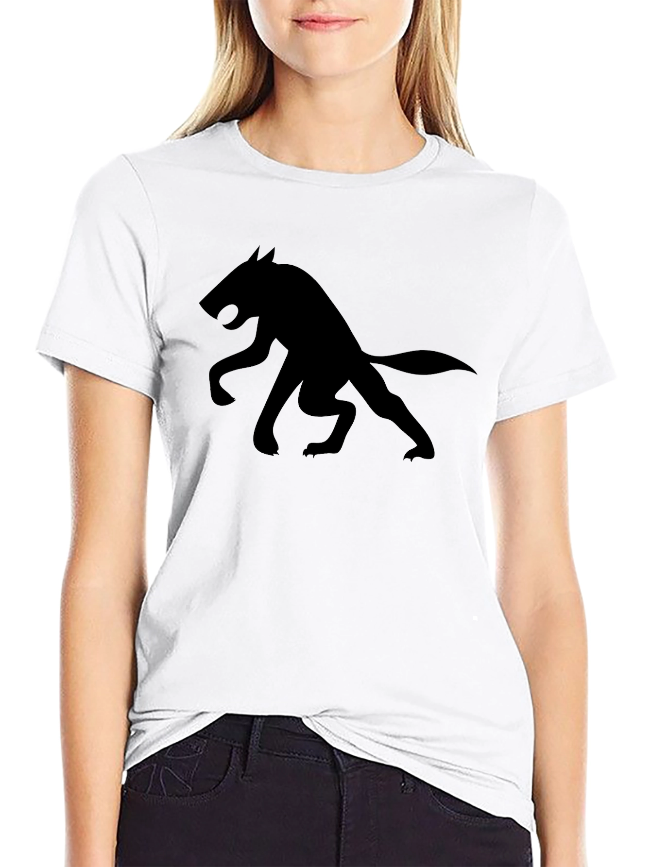 Black Men's Black Wolf Graphic Tee - Casual Short Sleeve Shirt view 9