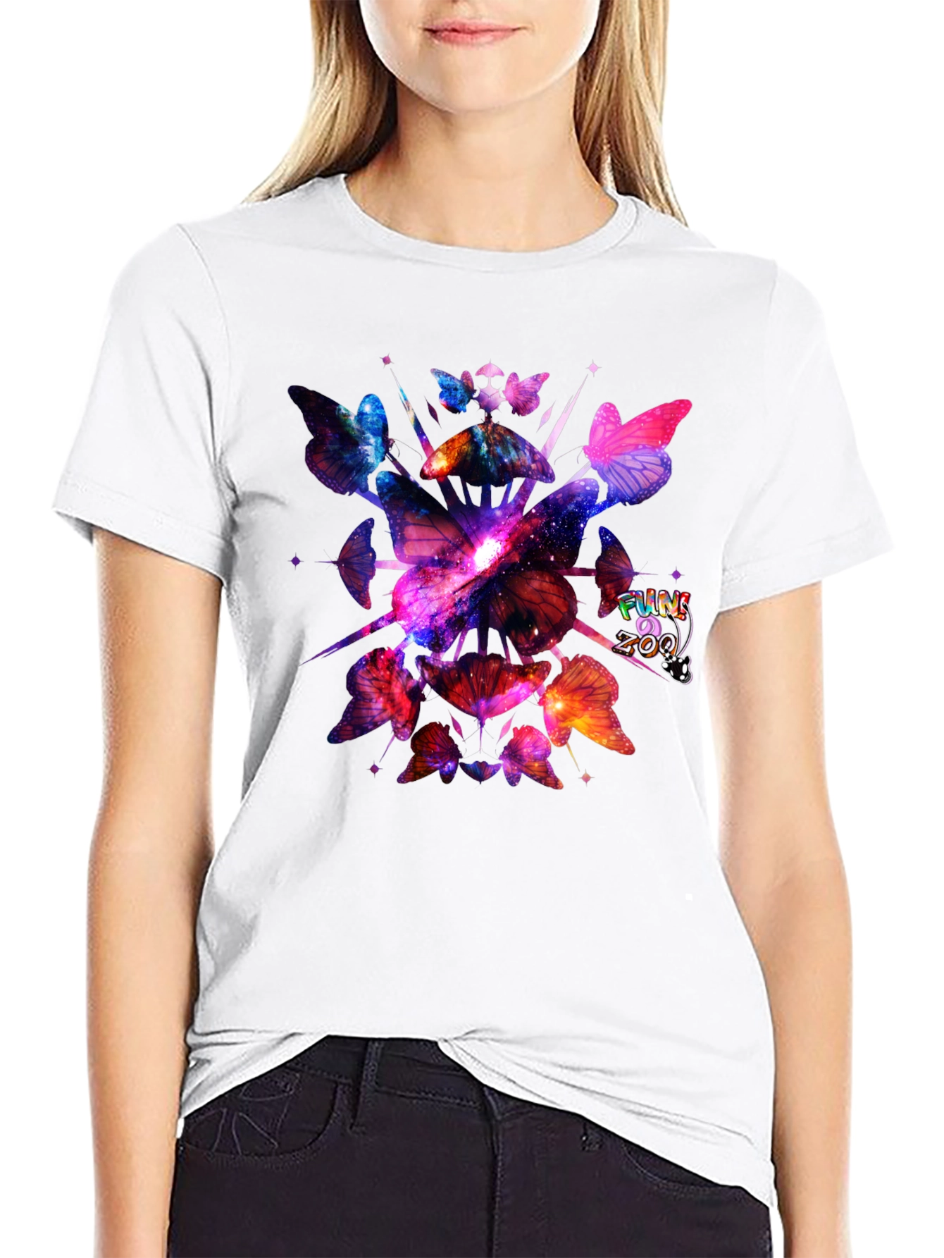 Black Galaxy Butterfly Graphic Black T-Shirt view 9