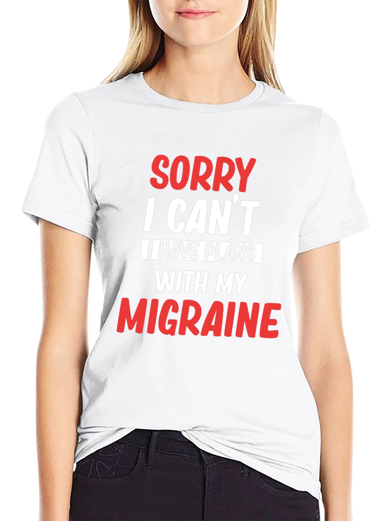 Black Sorry, I Can't Migraine T-Shirt view 9