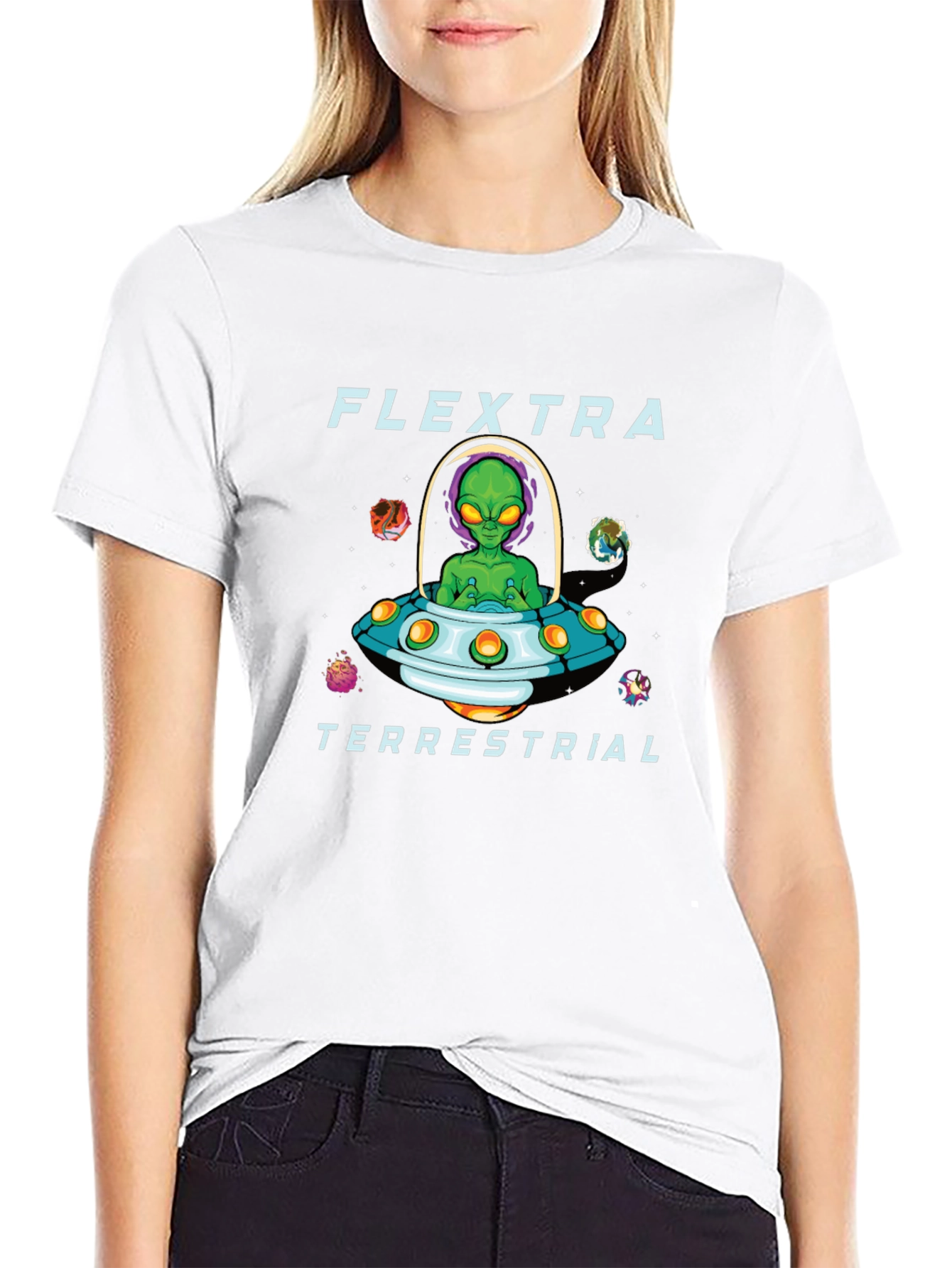 Black Flextra Terrestrial Alien Graphic T-Shirt view 9