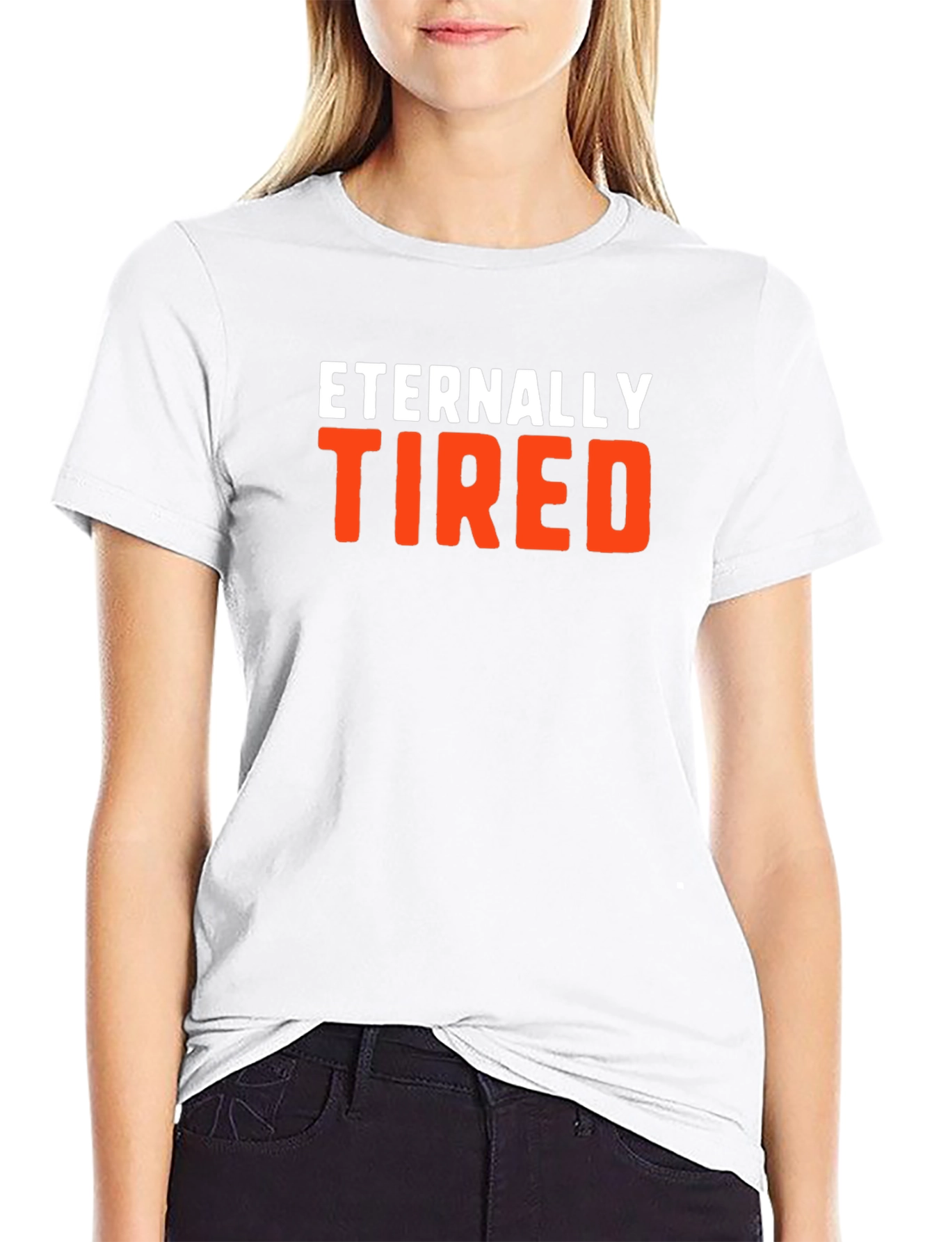 Black Eternally Tired Graphic Tee - Comfortable Cotton Blend view 9