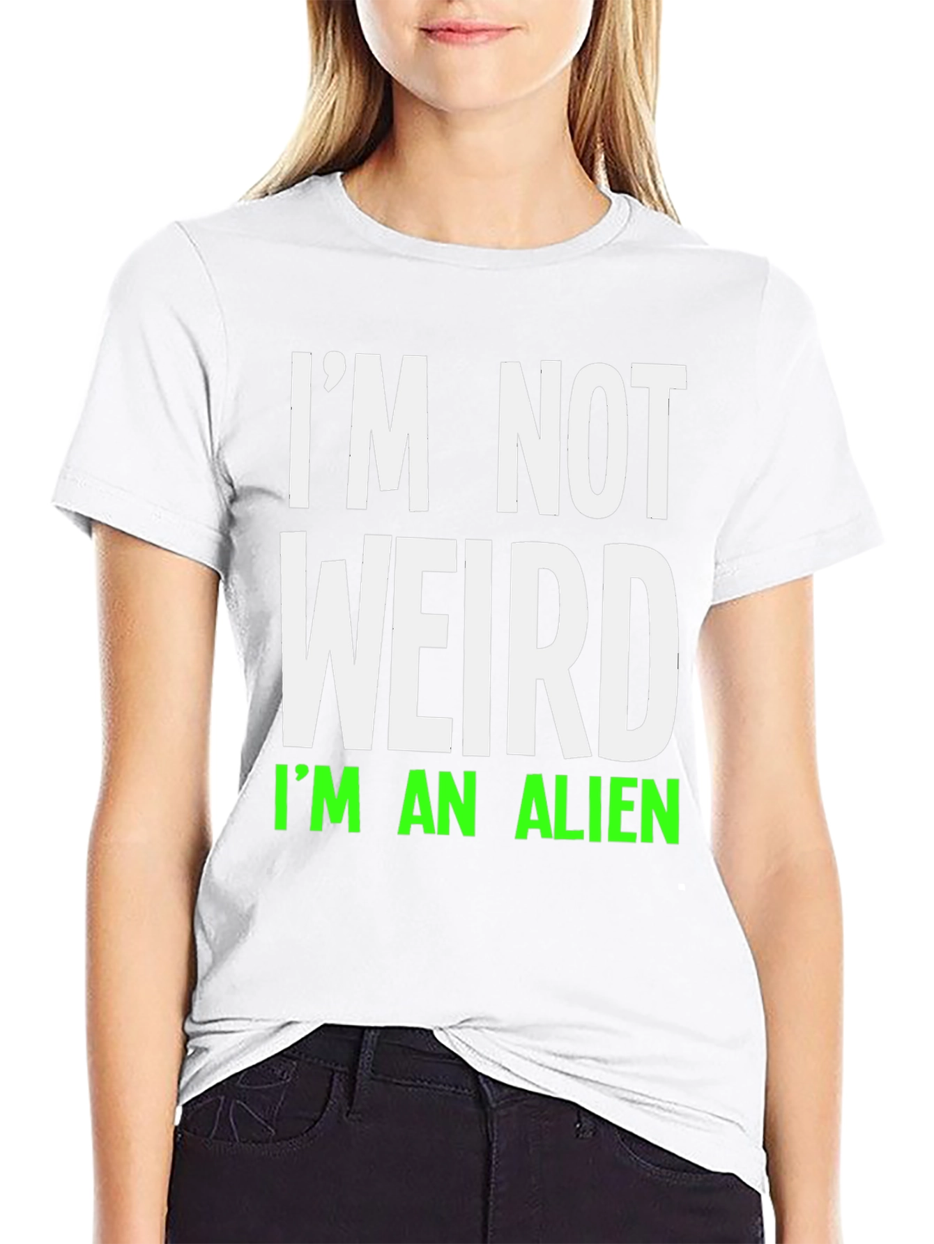 Black I'm Not Weird I'm An Alien T-Shirt view 9