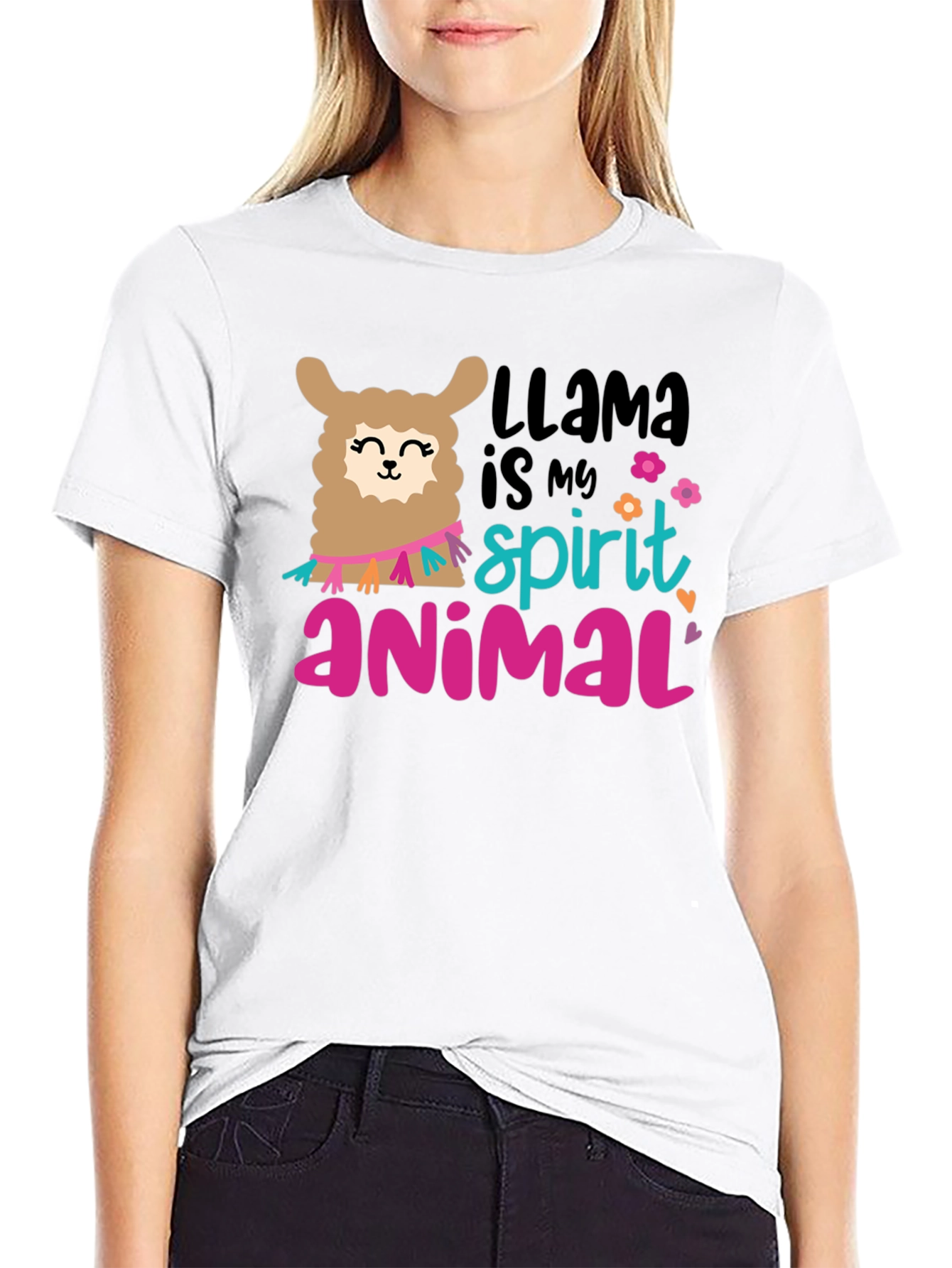 Black Llama Spirit Animal Graphic T-Shirt view 9