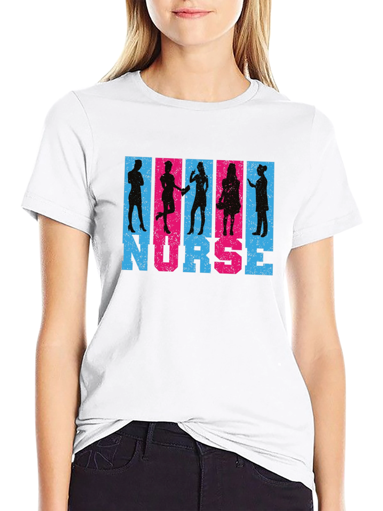 Black Nurse Silhouette Graphic T-Shirt view 9