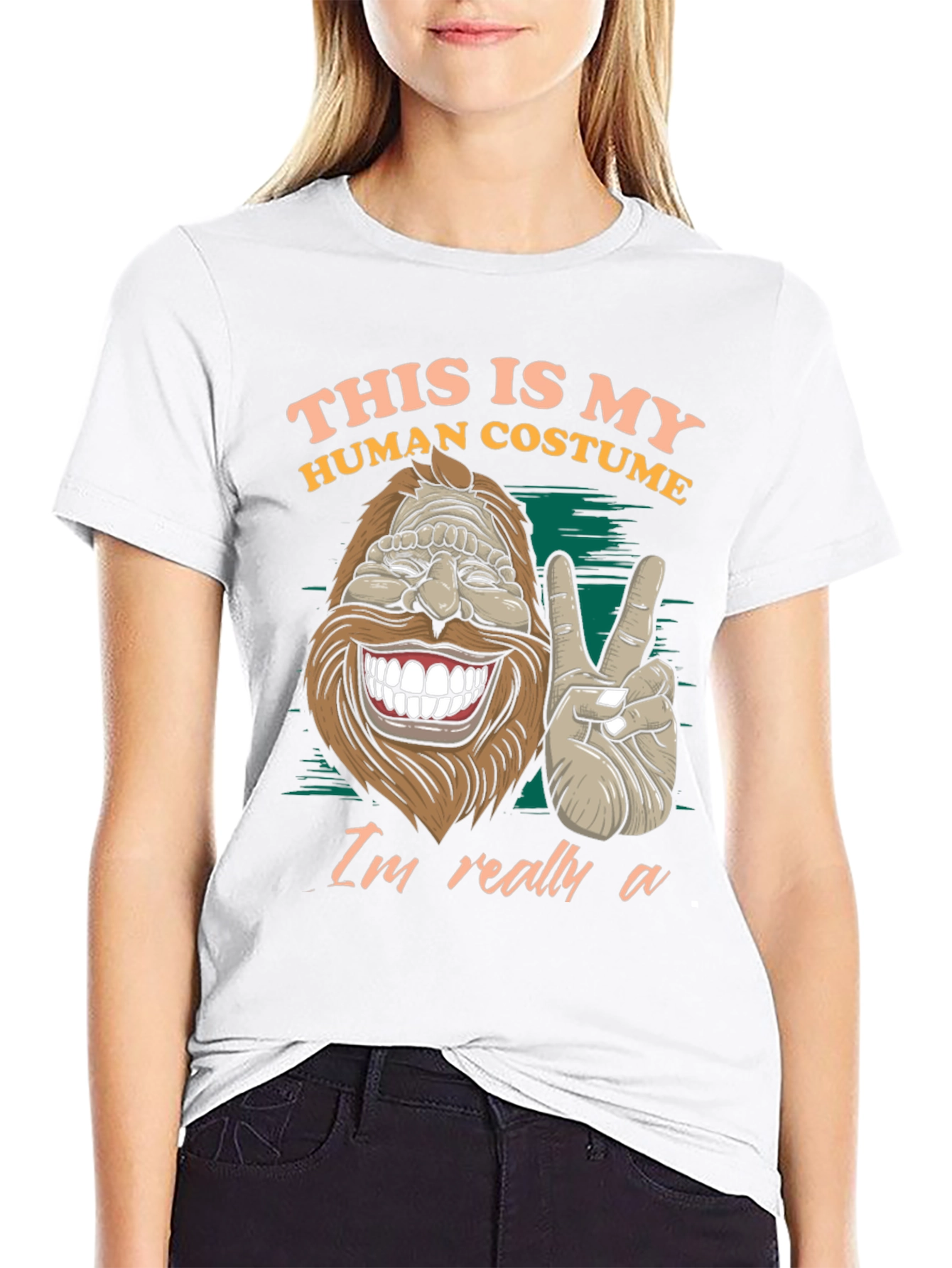 Black This Is My Human Costume Funny Bigfoot T-Shirt view 9