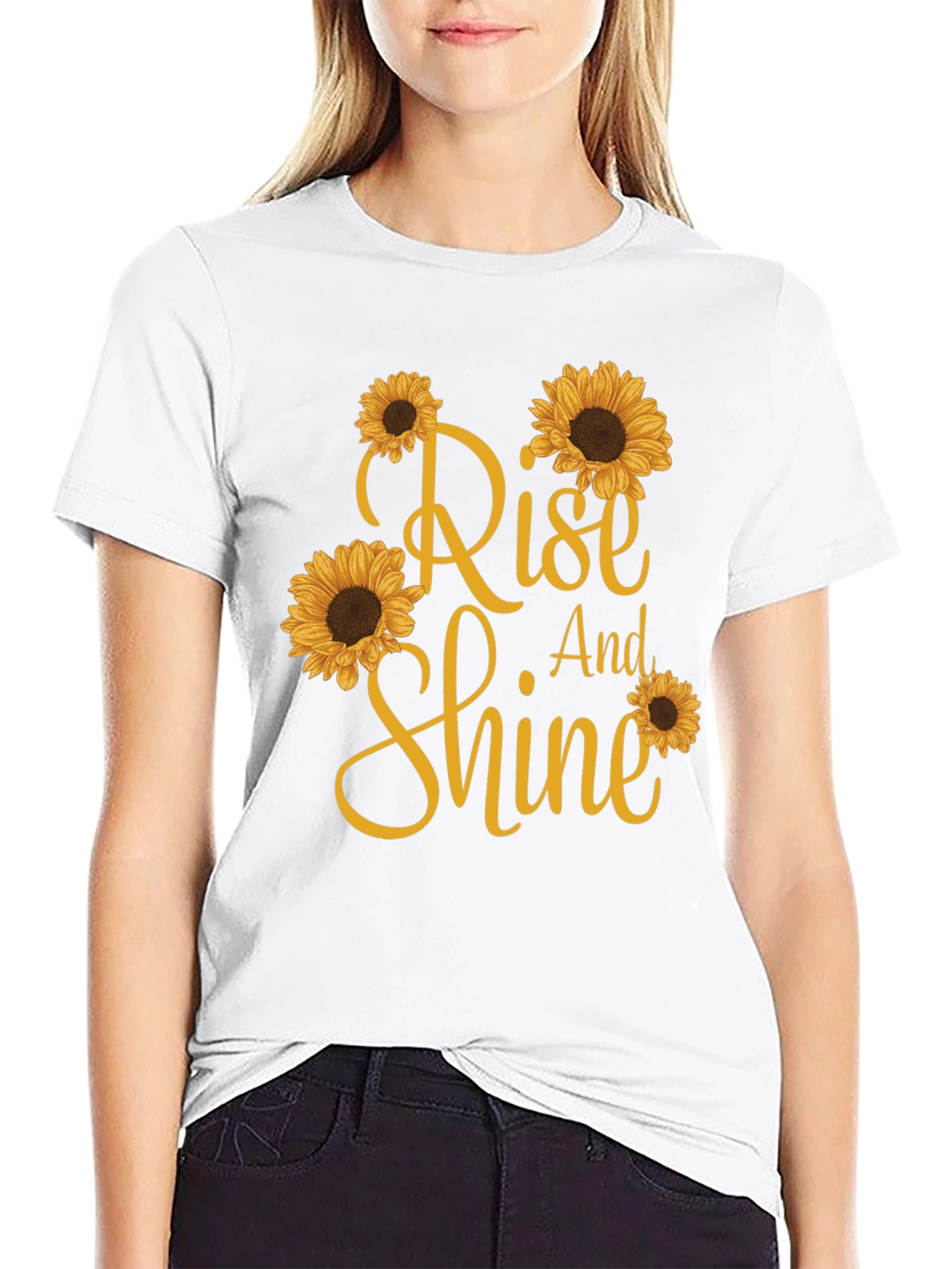 Black Rise and Shine Sunflower Graphic T-Shirt view 9