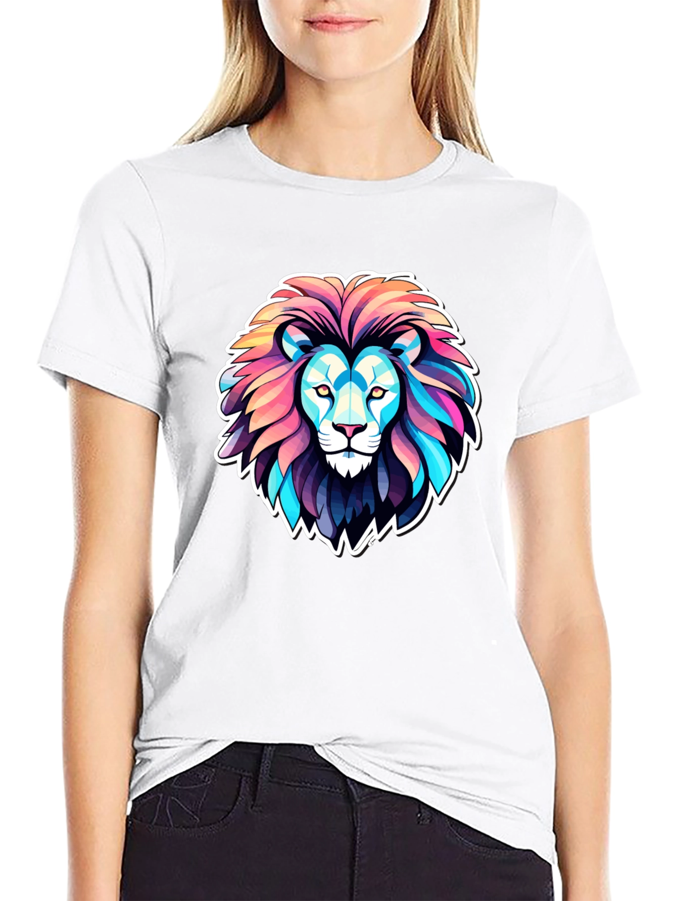 Black Vibrant Lion Graphic Tee - Bold Statement Shirt view 9