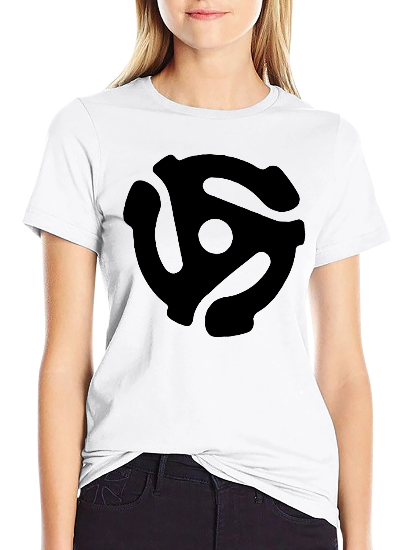 Black Retro Record Adapter T-Shirt view 9