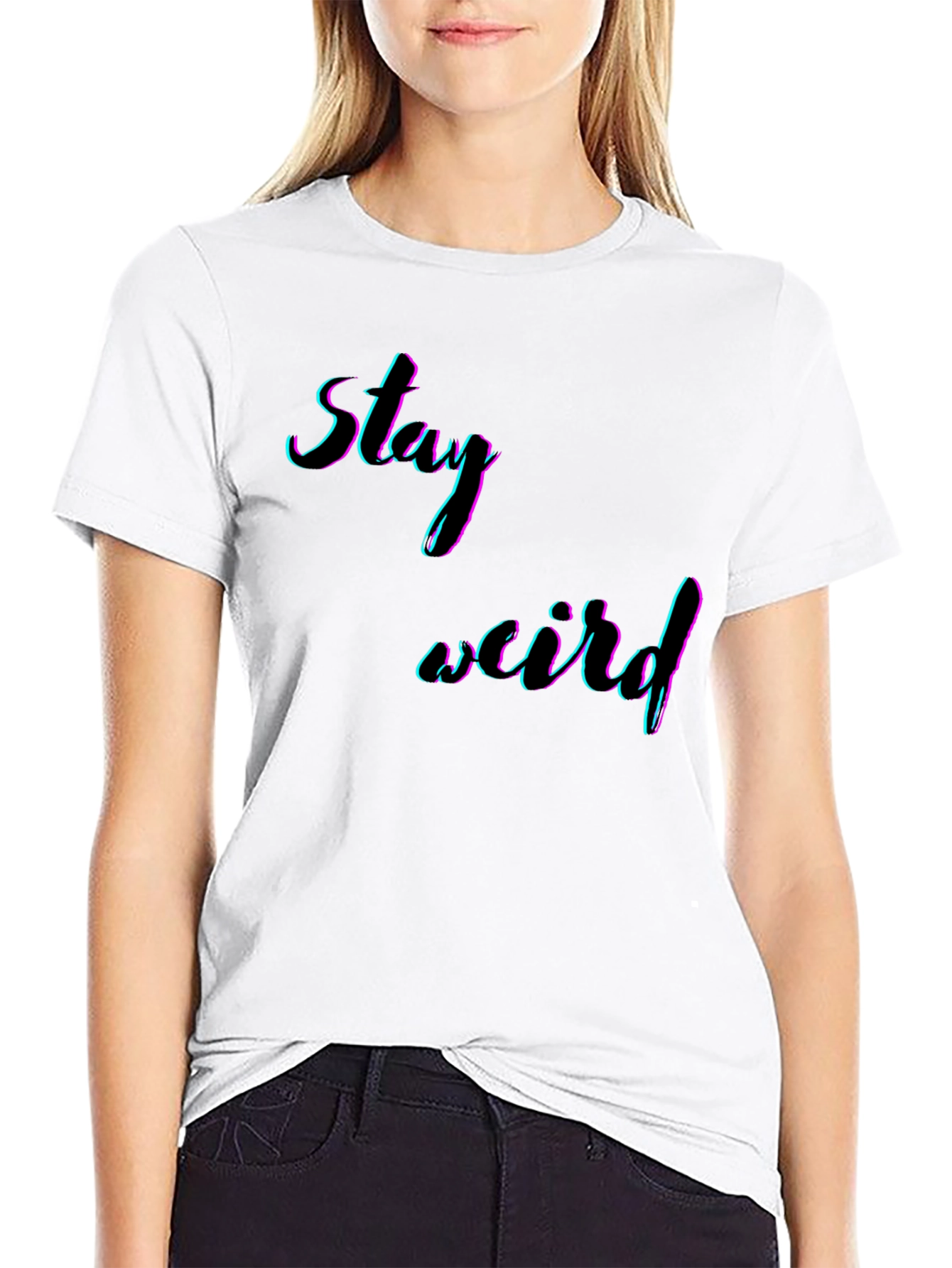 Black Stay Weird Graphic Tee - Men's Black T-Shirt view 9