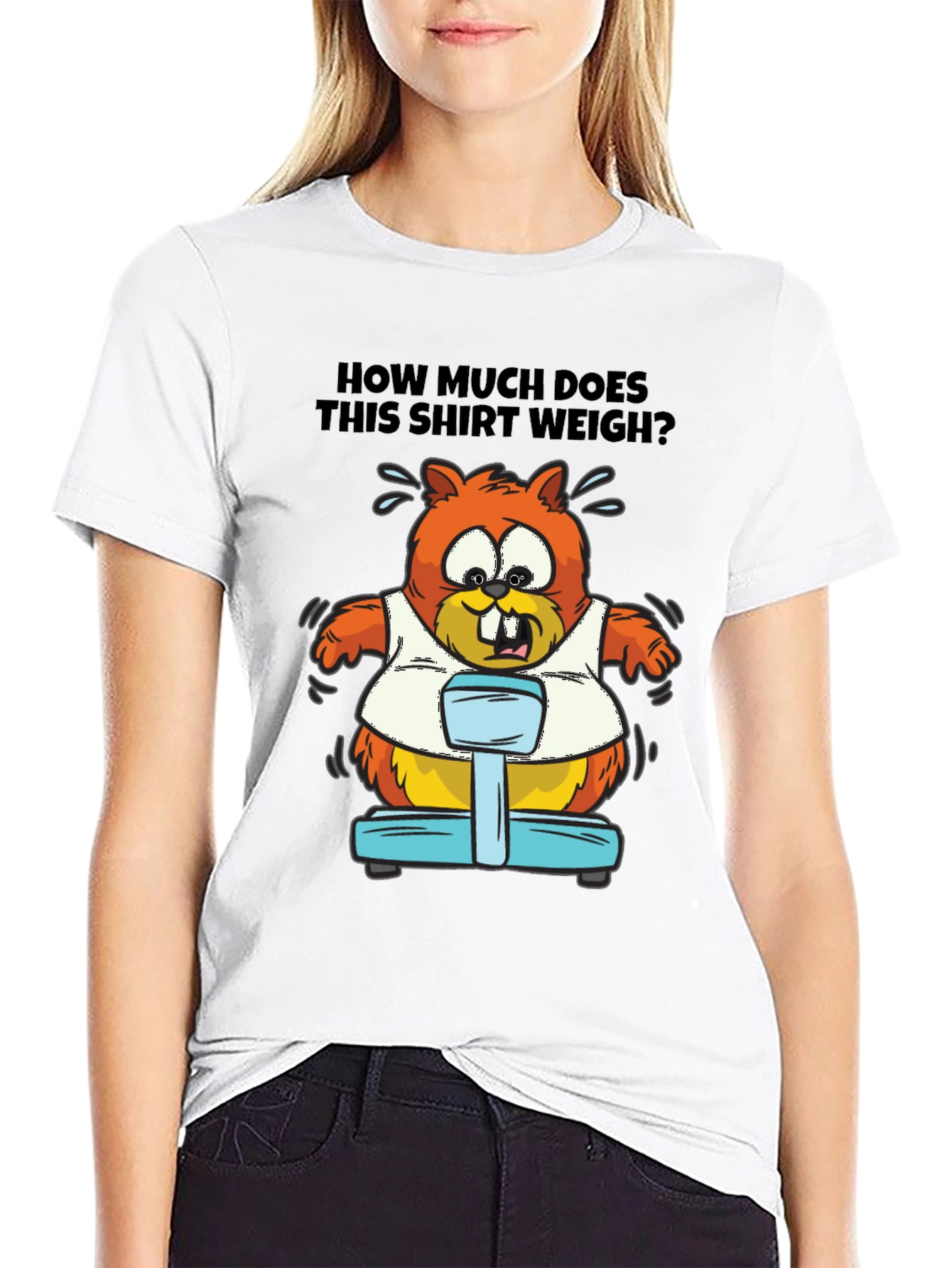 Black Humorous Beaver Weight T-Shirt view 9