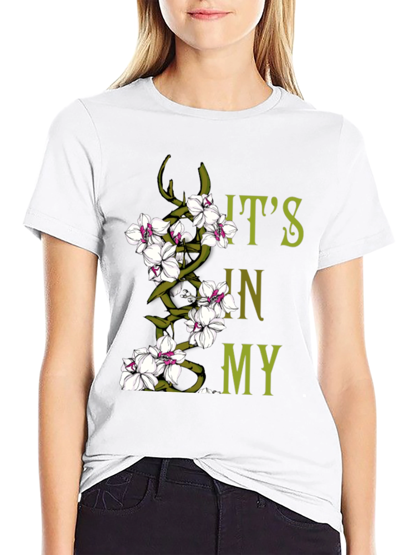 Black Floral Orchid T-Shirt - It's In My Nature Graphic Tee view 9