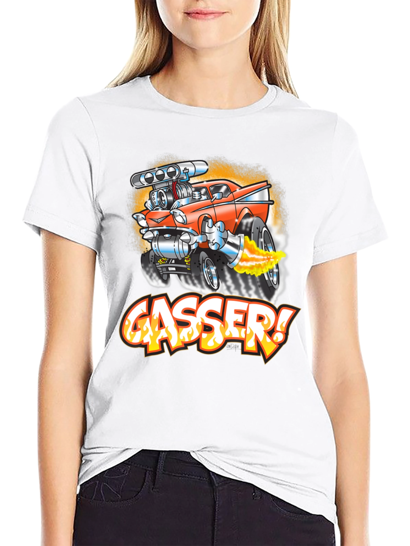 Black Gasser Cartoon Car Graphic T-Shirt view 9