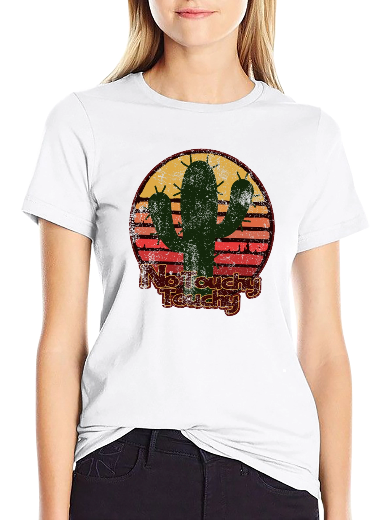 Black No Touchy Touchy Cactus Graphic Tee view 9