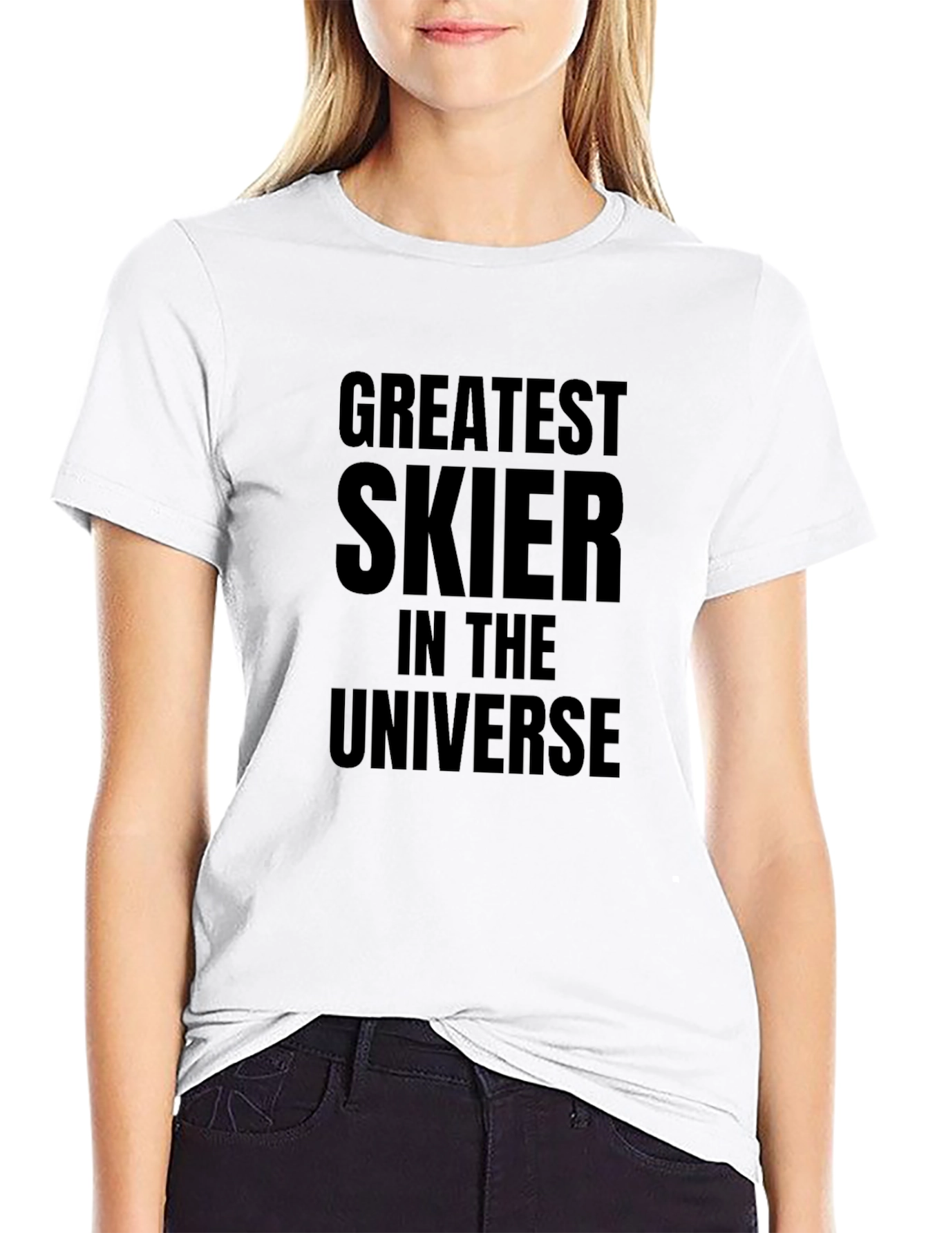 Black Greatest Skier in the Universe Black T-Shirt view 9