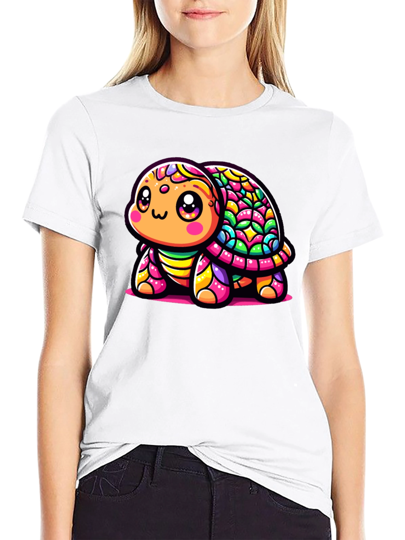 Black Colorful Turtle Graphic T-Shirt view 9