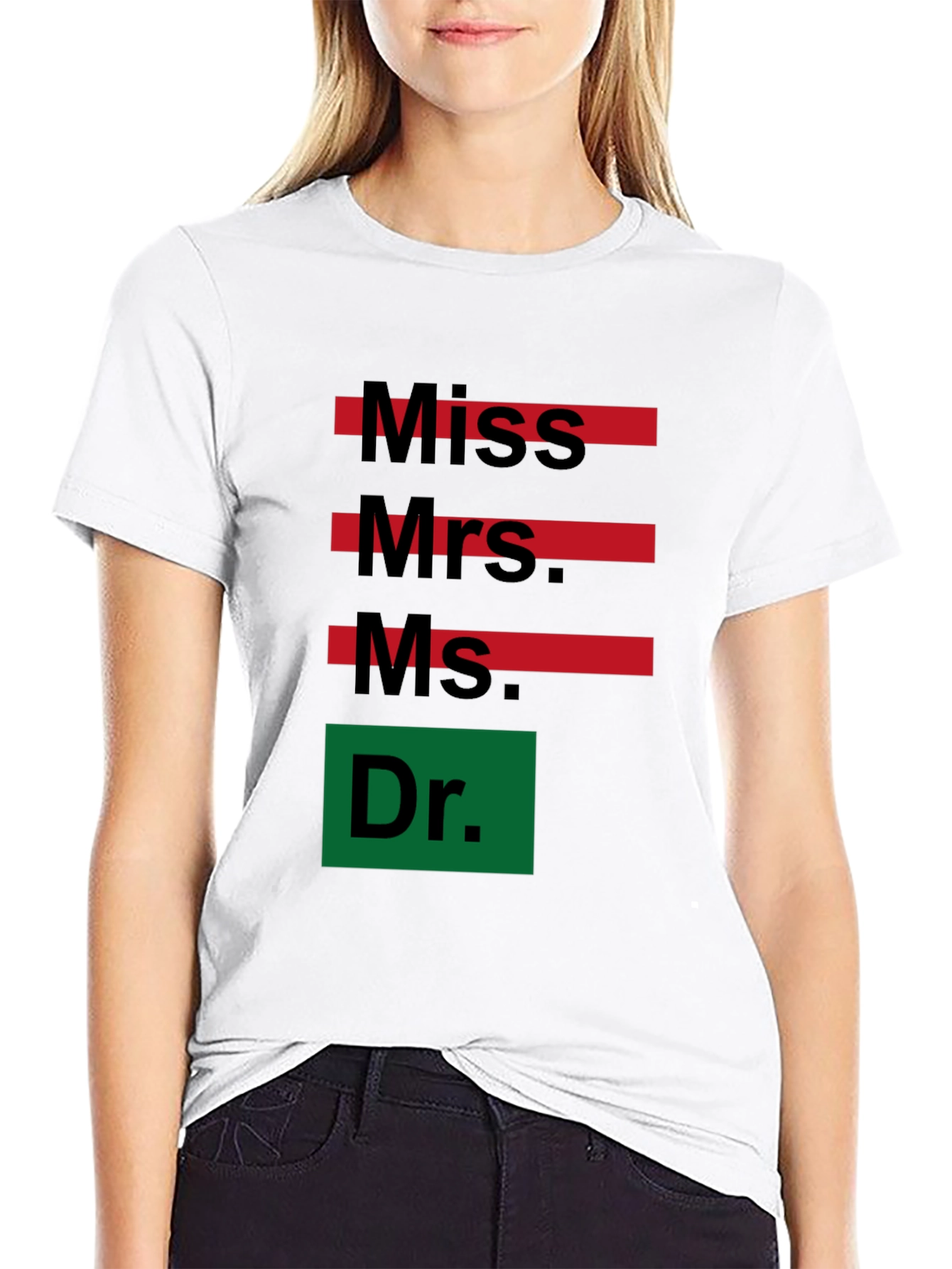 Black Empowered Women T-Shirt: Miss, Mrs, Ms, Dr - Black Cotton Tee view 9