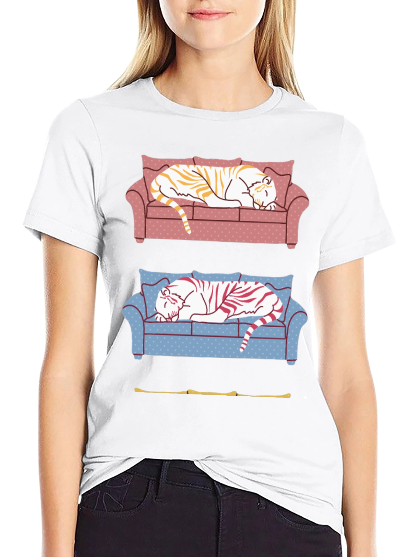 Black Tiger on Couch Graphic T-Shirt view 9