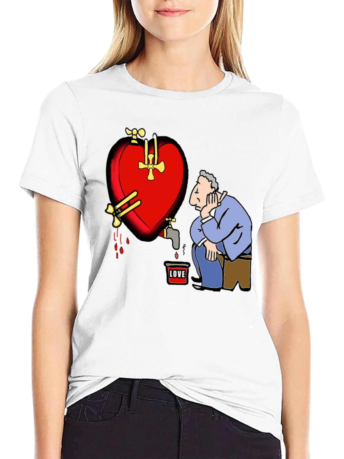 Black Sad Heart T-Shirt - Graphic Novelty Tee view 9