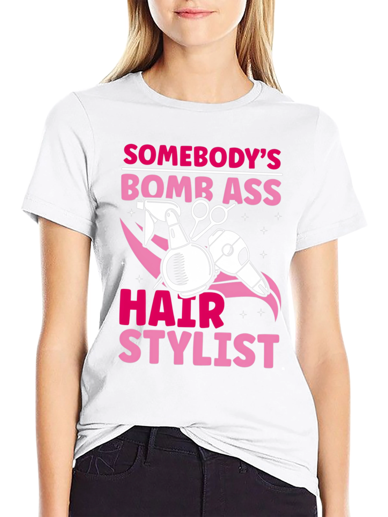 Black Bomb Ass Hair Stylist T-Shirt view 9