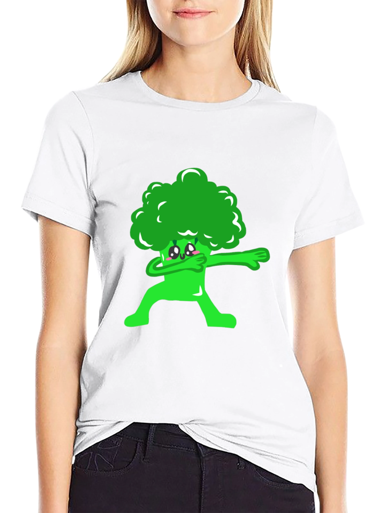 Black Broccoli Dab Graphic Tee - Fun Foodie Shirt view 9