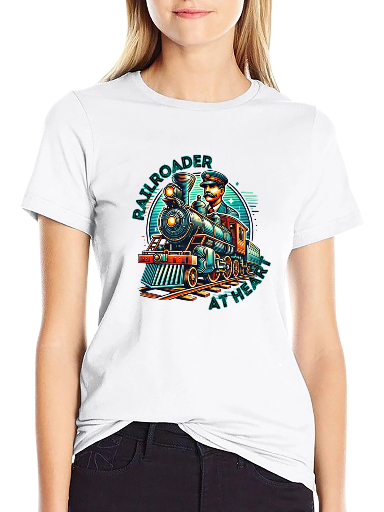 Black Railroader At Heart Graphic Tee view 9