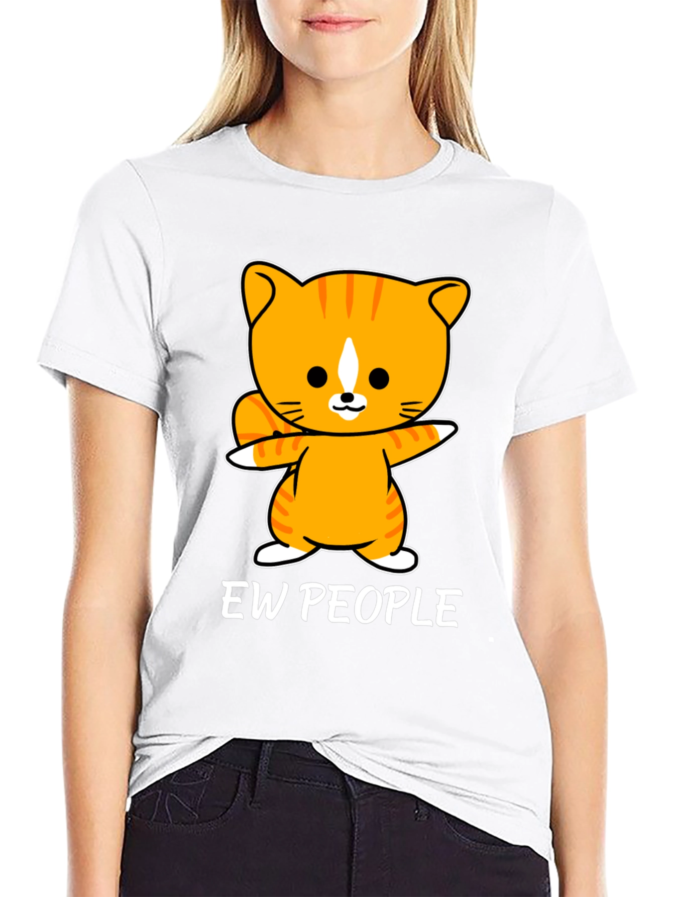 Black Ew People Cat Graphic Tee - Funny T-Shirt view 9
