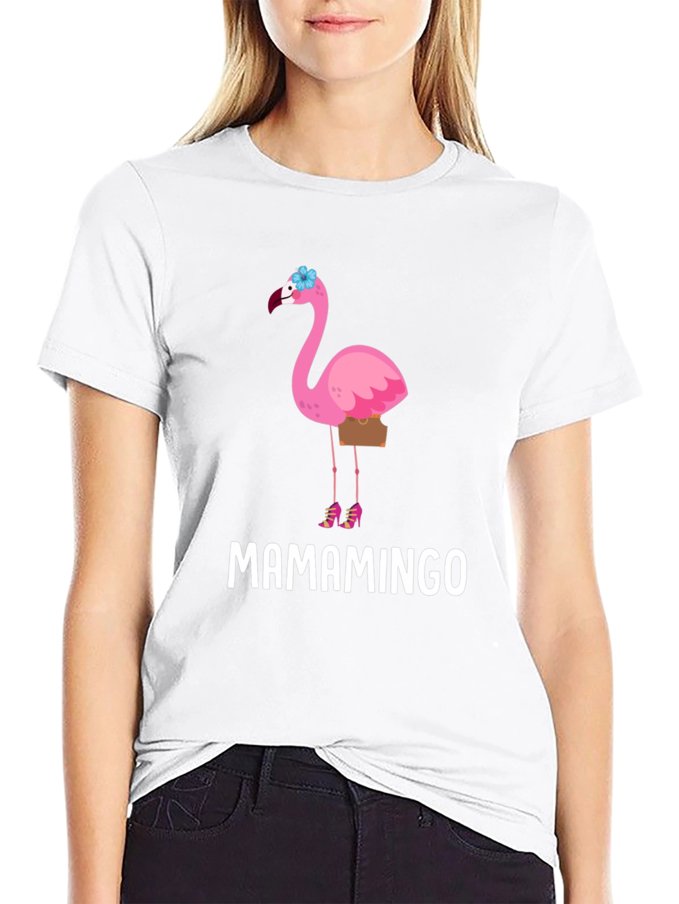Black Mamamingo T-Shirt - Flamingo Graphic Tee view 9