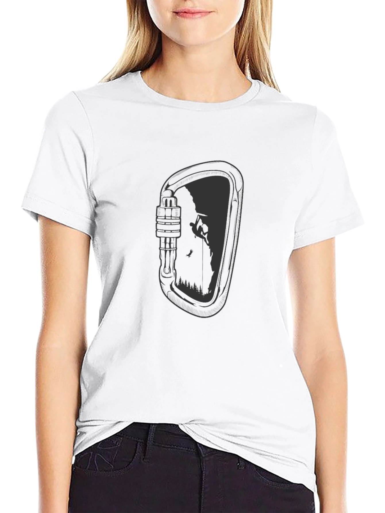 Black Climbing Carabiner Graphic T-Shirt view 9